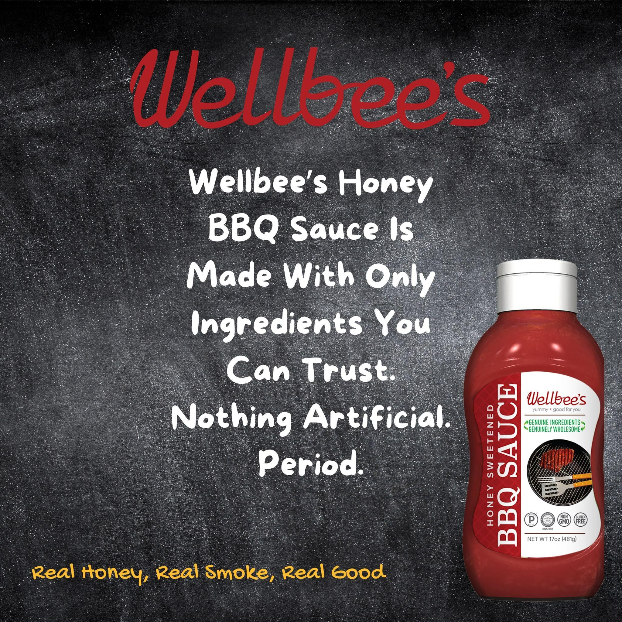 Wellbee's Honey Bbq Sauce - All Natural - 16 Oz - Made W/Real Honey - Paleo & Scd Approved - Preservative Free, Refined Sugar-Free