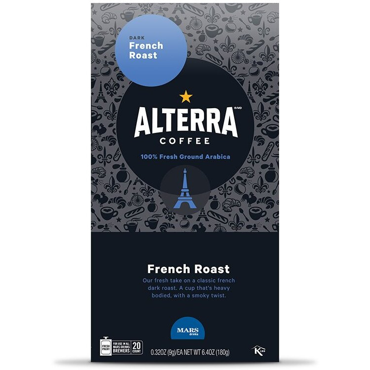 Alterra Coffee French Roast Single Serve Freshpacks For Mars Drinks Flavia Brewer, 20 Packets