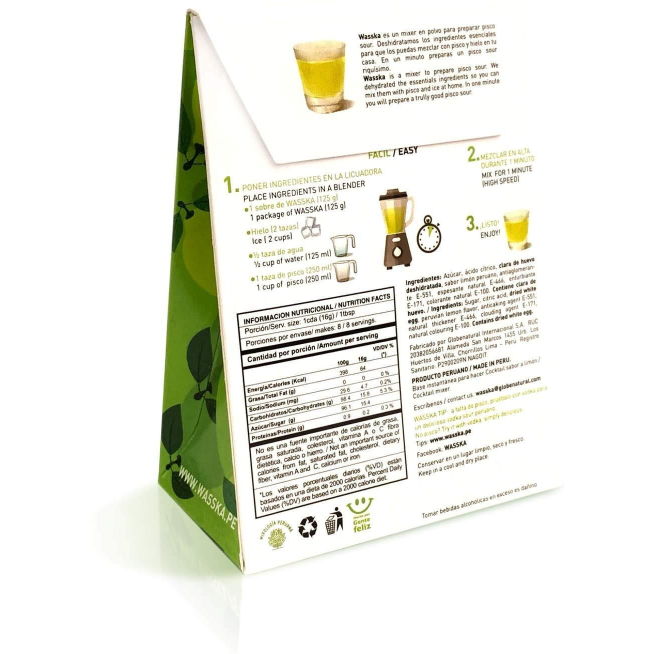 Wasska Peruvian Pisco Sour Mix - Limon - 4.4 Oz (3-Pack)