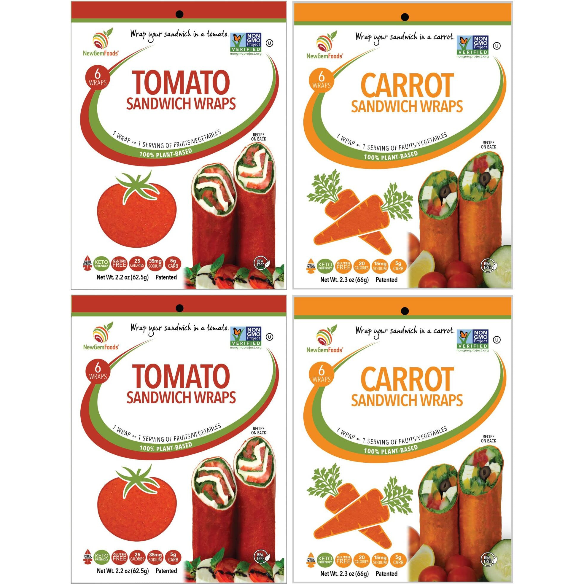 Gemwraps 24Ct Value Pack- Carrot & Tomato