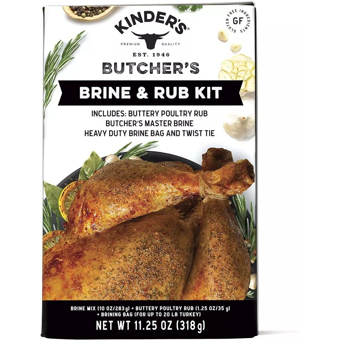 Kinder's Butcher's Brine And Rub Kit, Includes Buttery Poultry Rub, Butcher's Master Brine Mix And Heavy Duty Brine Bag For Up To A 20Lb Turkey, 11.25Oz Kit