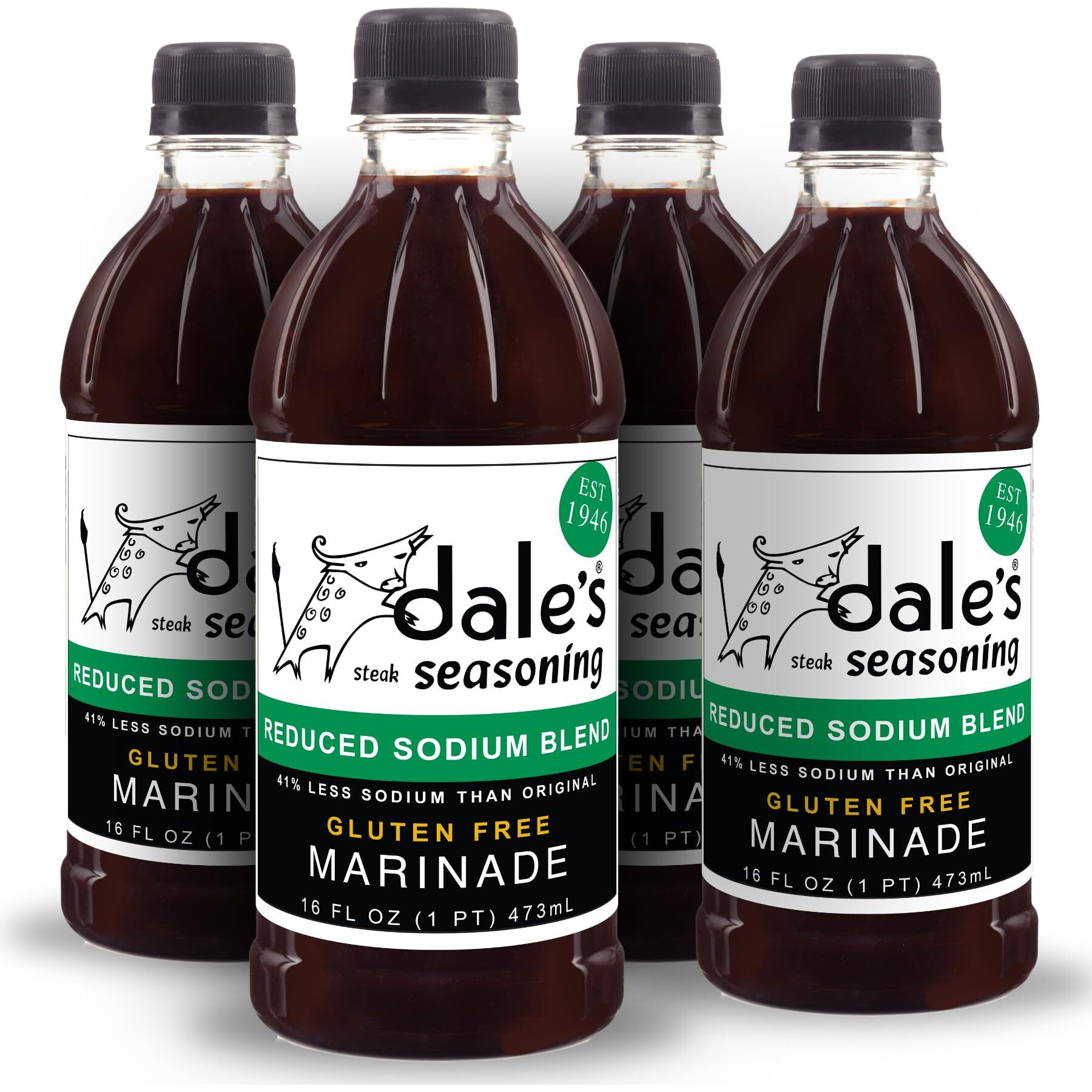 Steak Seasoning By Dale's, Reduced Sodium Blend, No Cholesterol | Delicious On All Meats, Fish | 16 Oz Bottle (4 Pack) | No Long Marinating, Savory Blend Of Exotic Spices Gluten Free