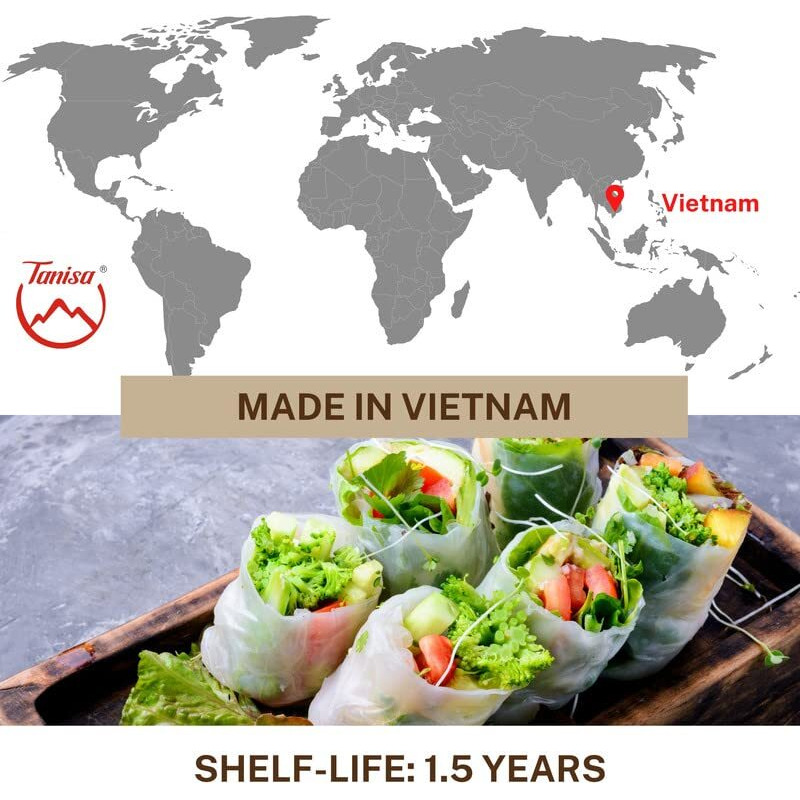 Tanisa 2 Packs, 76 Sheets Organic Spring Roll Rice Paper Wrapper For Fresh Roll (22Cm, Round, 12 Oz/Pack), Non Gmo, Gluten Free, Made In Vietnam, Banh Trang Goi Cuon