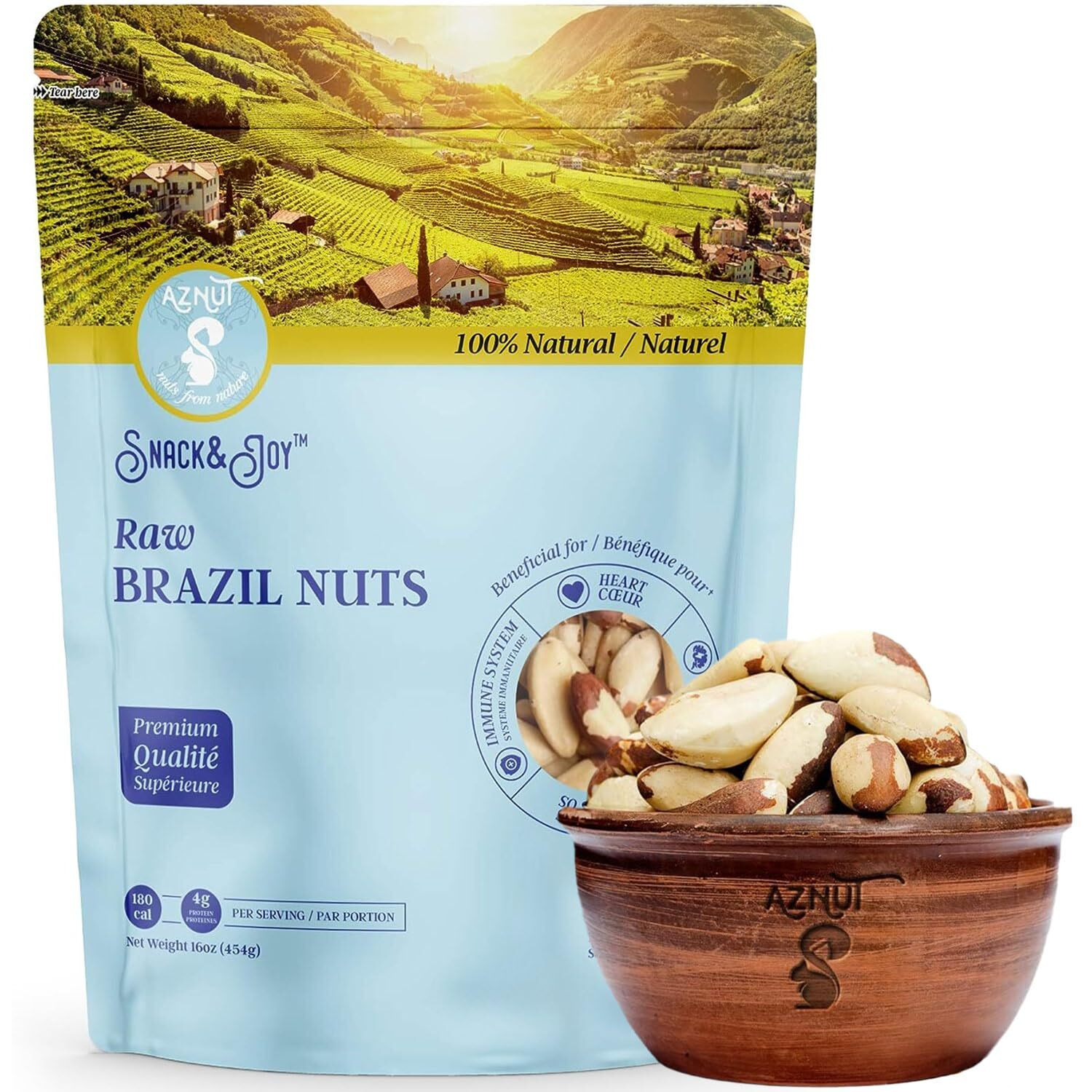 Aznut Brazil Nuts, Superior To Natural And Raw Shelled, No Ppo, Vegan And Keto Friendly, Gluten Free, Peanut Free And Vegan, Non Gmo Certified Premium Quality Super Food, Fresh And Crunchy, Kosher Certified (Raw, 3 Lb)