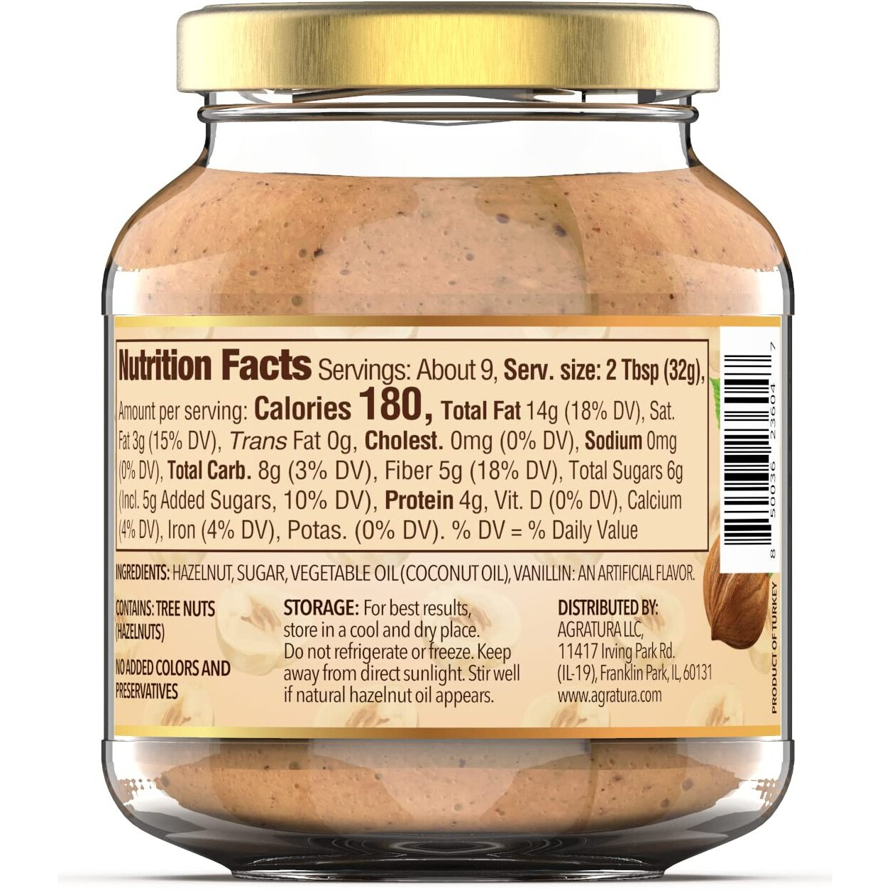 Nutio Crunchy Hazelnut Butter Spread - 77% Hazelnut, 71% Less Sugar, Low Carb, Keto Friendly, Vegan, Palm Oil Free, Gluten Free, Non-Gmo, Sodium Free, Cocoa Free - 10.5 Oz Glass Jar