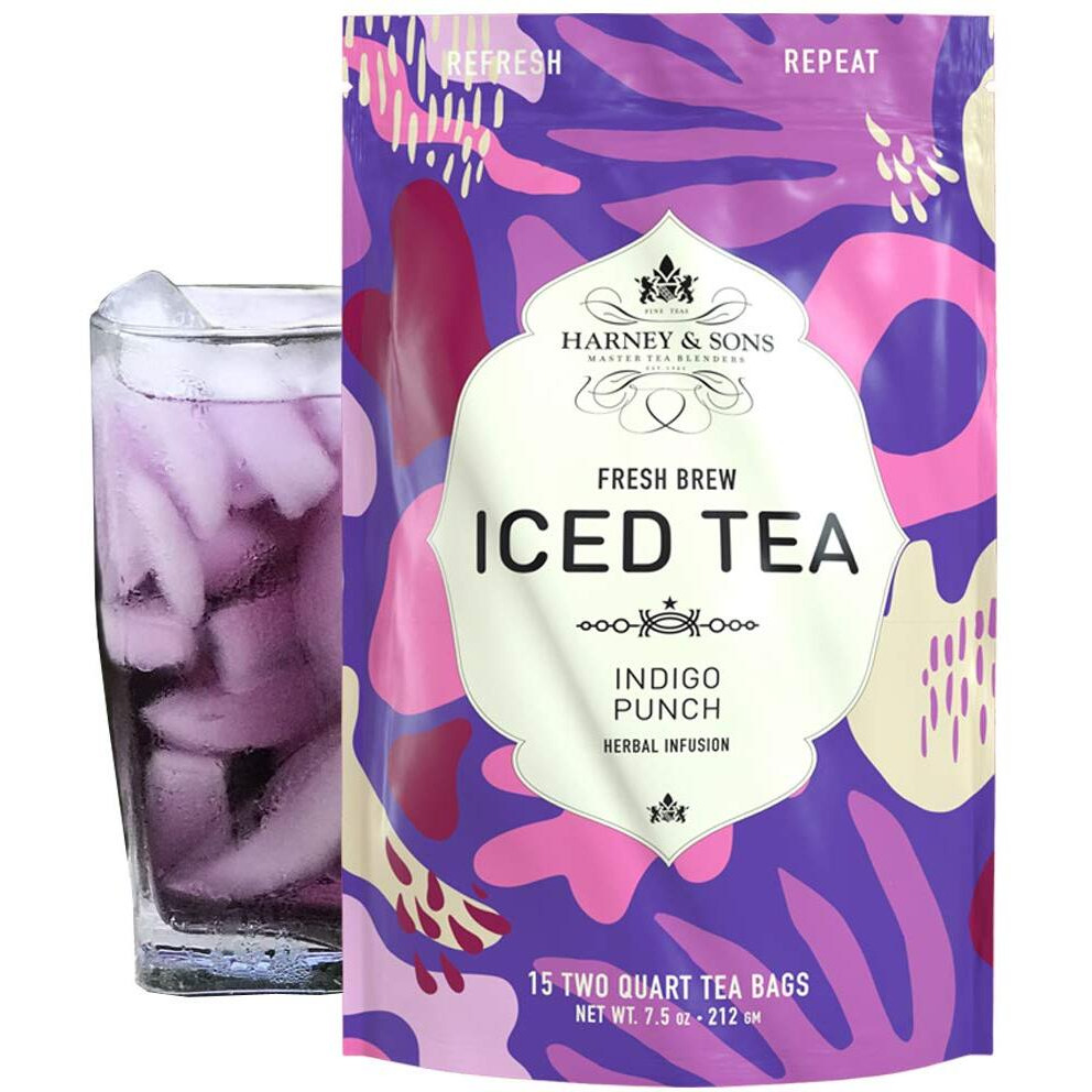 Harney & Sons Indigo Punch Herbal Iced Tea Pouches, With Ct, Butterfly Pea Flower, 15 Count (Pack Of 1)