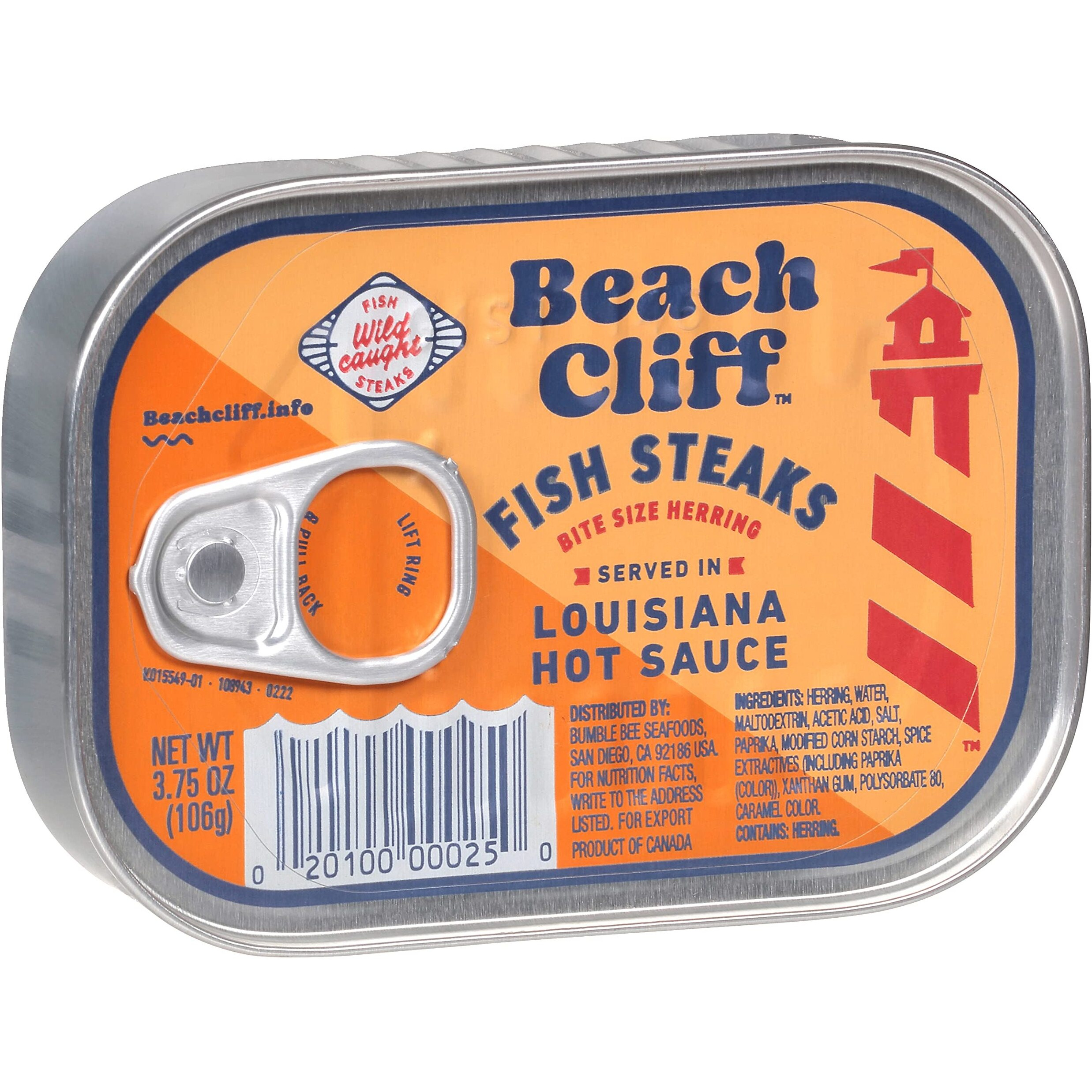 Beach Cliff Wild Caught Fish Steaks In Louisiana Hot Sauce, 3.75 Oz Can (Pack Of 12) - 15G Protein Per Serving