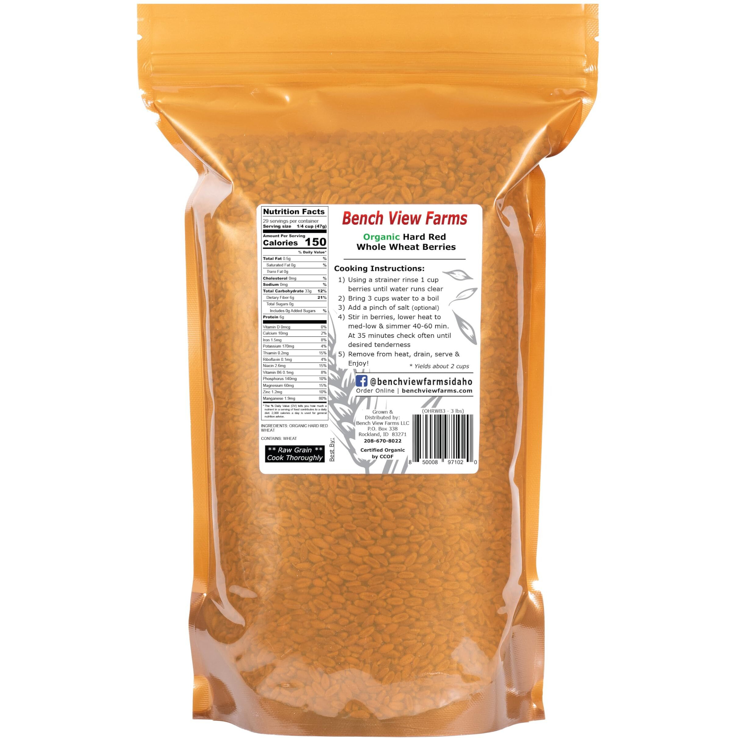 Organic Hard Red Wheat Berries - 3Lbs