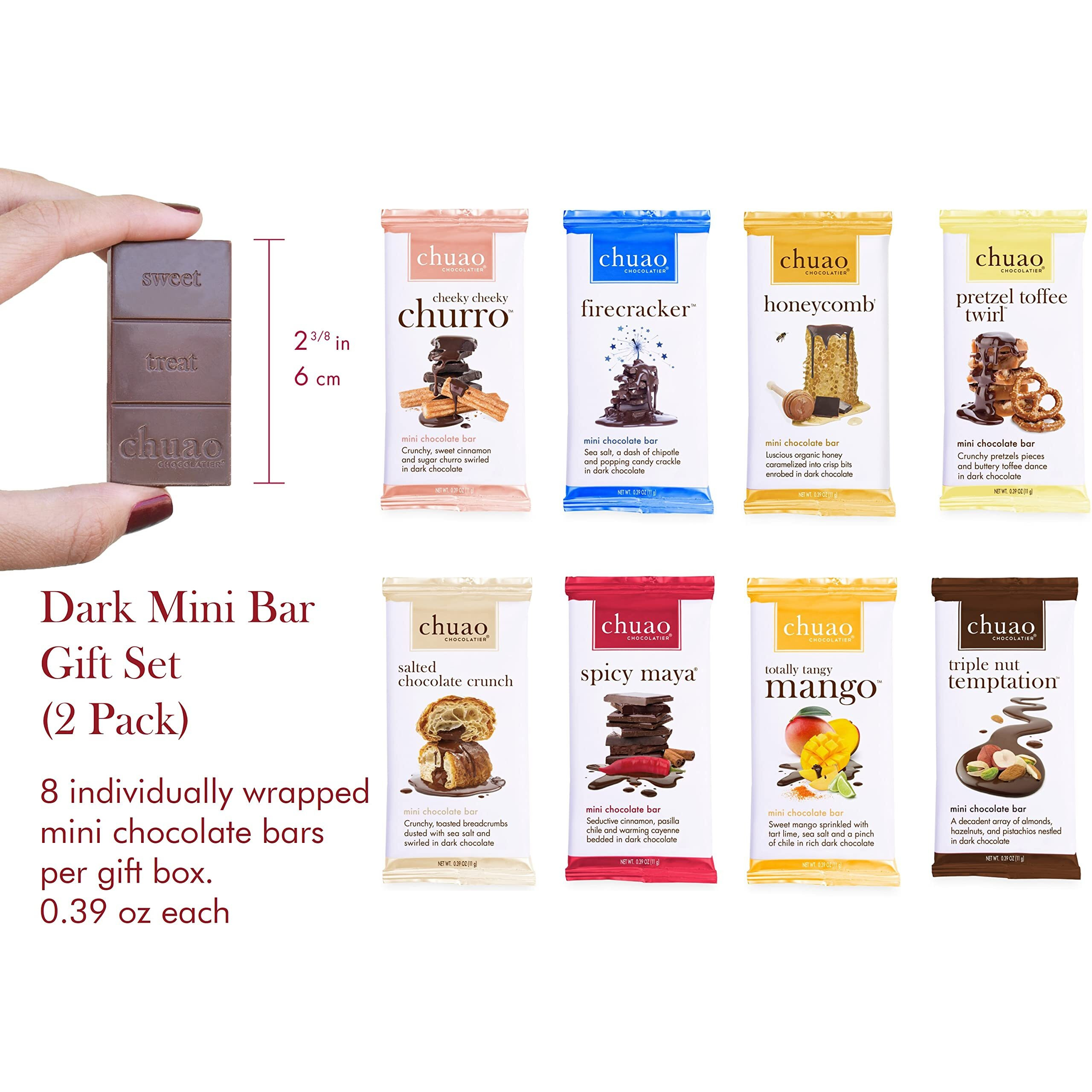 Chuao Chocolatier Dark Chocolate Mini Bar Gift Boxes | Gourmet For Gift Baskets, Birthday, Thank You, Care Package | 16 Mini Bars, 0.39 Oz Each