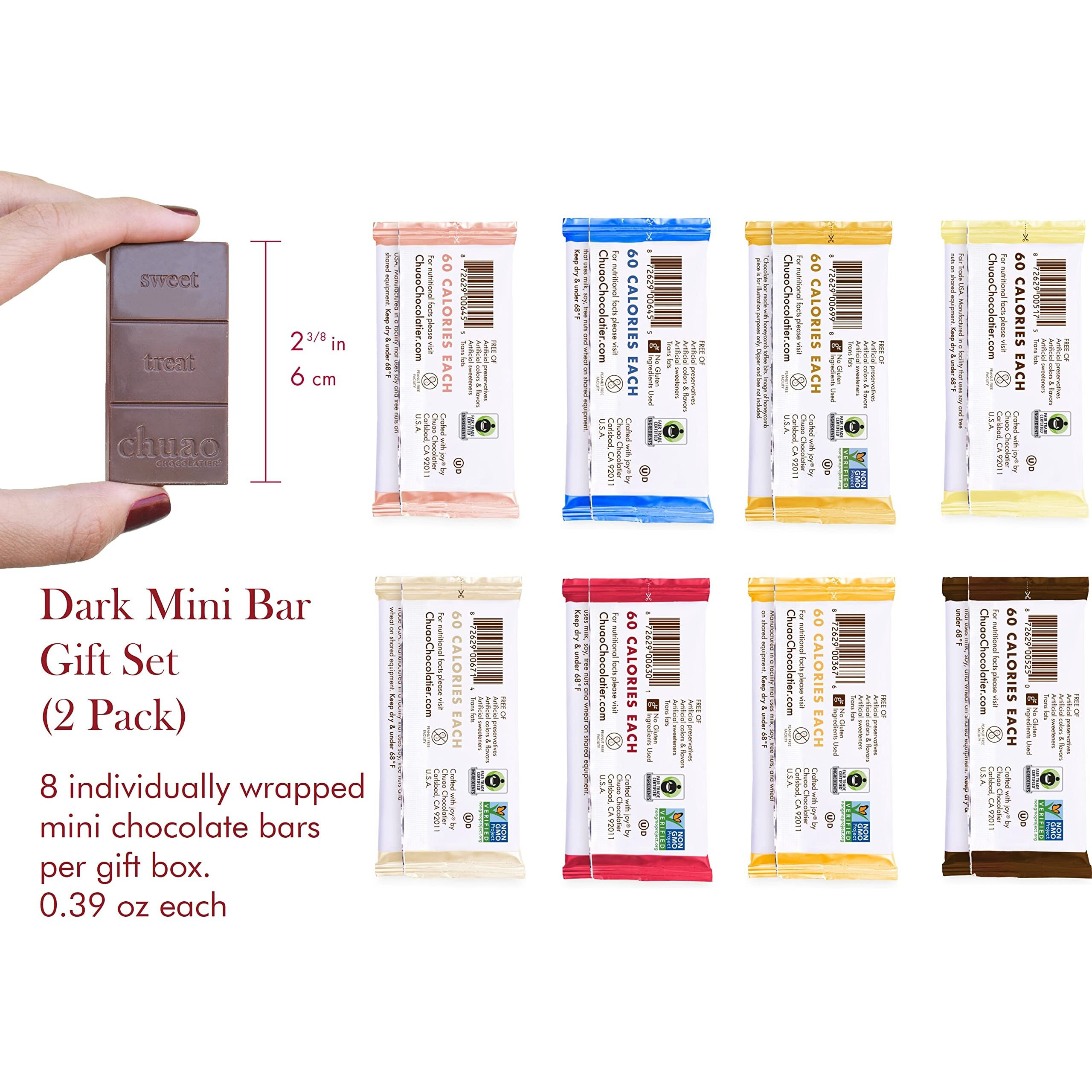 Chuao Chocolatier Dark Chocolate Mini Bar Gift Boxes | Gourmet For Gift Baskets, Birthday, Thank You, Care Package | 16 Mini Bars, 0.39 Oz Each