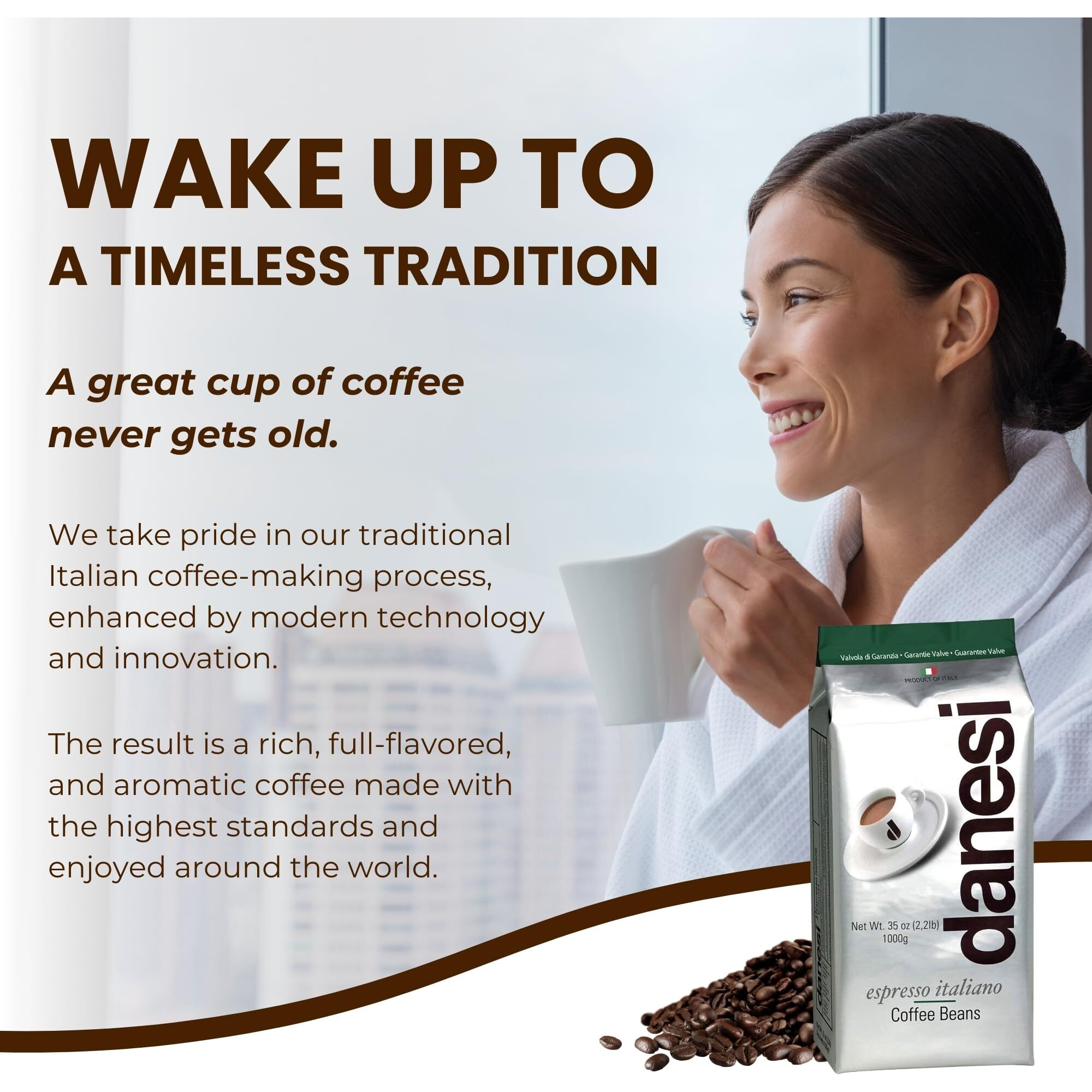 Danesi Caffe Italian Coffee Beans - Whole Roasted Coffee Beans For Espresso - Espresso Coffee Beans & Medium Roast Whole Bean - Coffee Bean - Coffee Beans Espresso - Coffee Whole Bean - Emerald (4.5Lb)