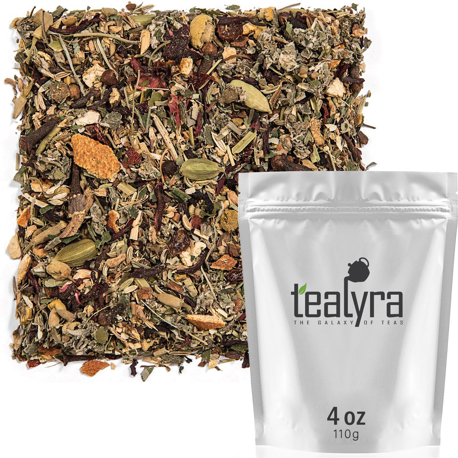 Tealyra - Calm Down - Nirvana - Chamomile Ginger Hibiscus - Wellness And Relaxing Herbal Loose Leaf Tea - Detox Tea - Caffeine-Free - All Natural - 110G (4-Ounce)