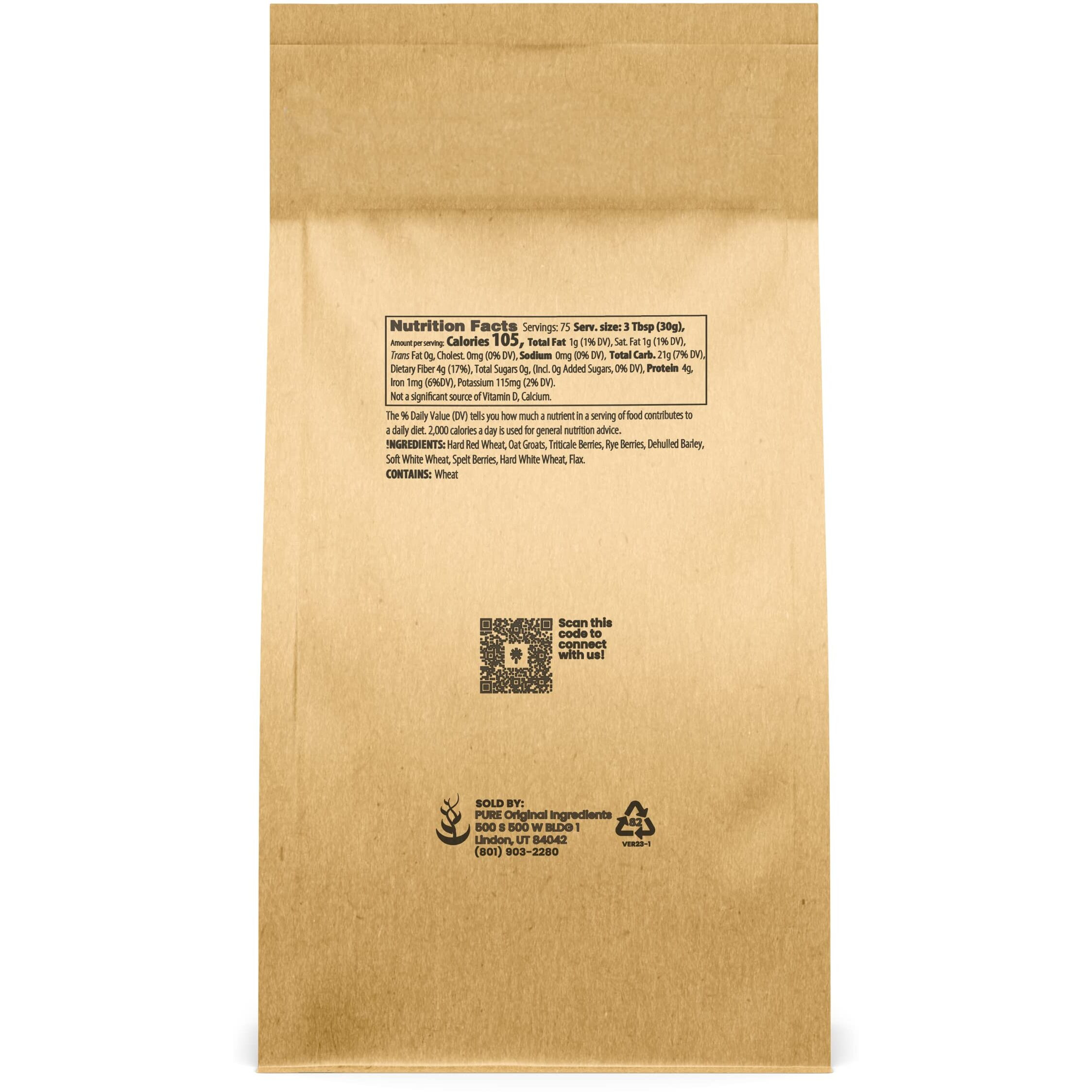 Pure Original Ingredients 9 Grain Flour (5 Lb), Bread, Dough, Storable, Transportable