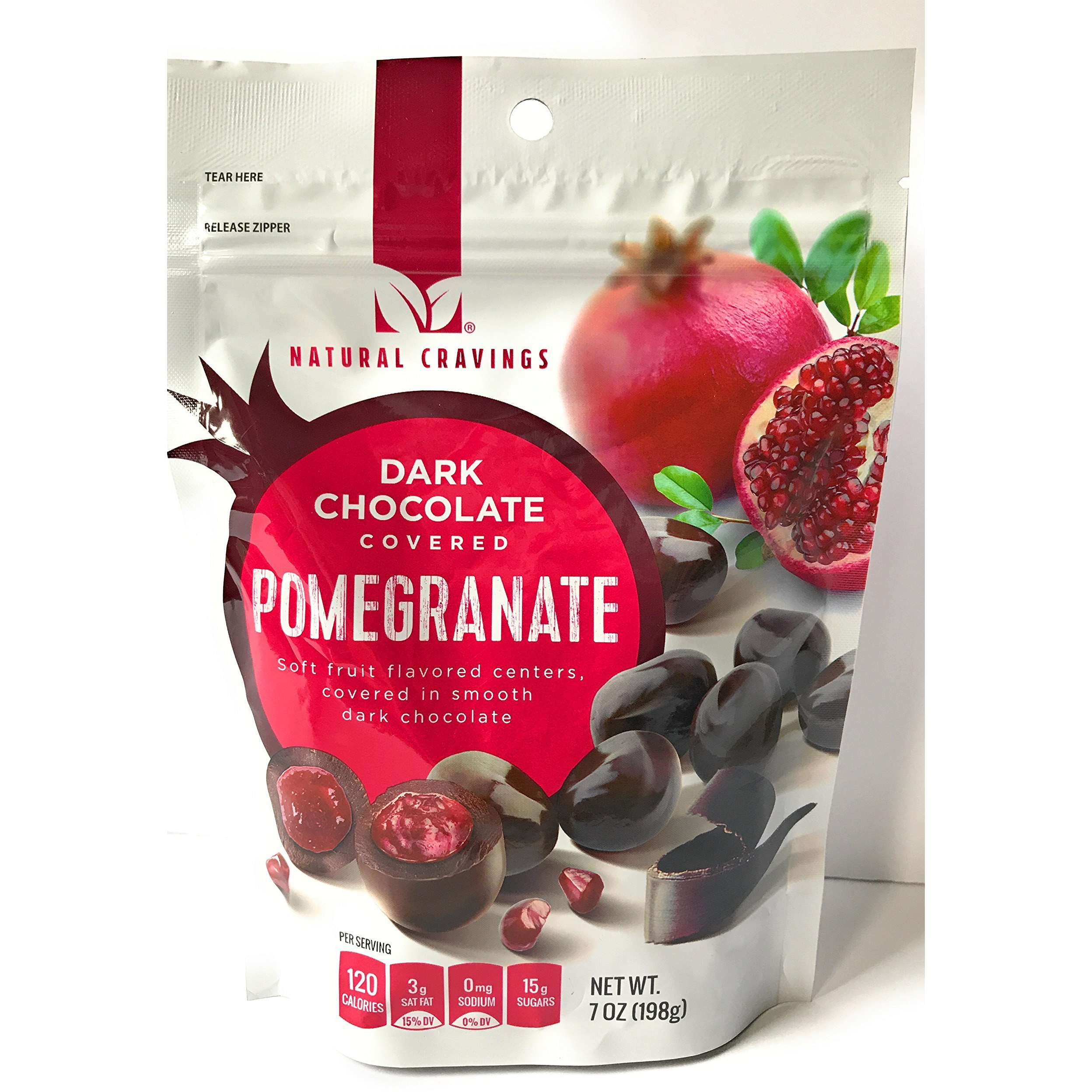 Natural Cravings Chocolate Covered Pomegranates - One 7 Ounce Package Of Dark Chocolate Covered Pomegranates - Delicious