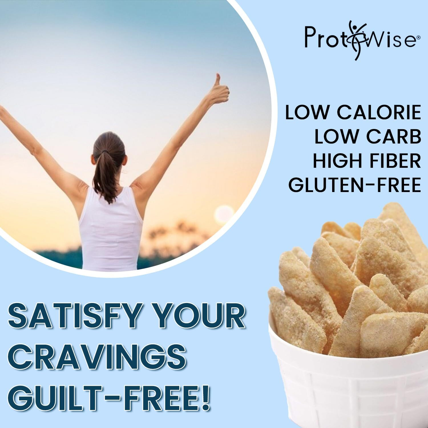 Protiwise Ranch Protein Chips - 7 Bags | Gluten-Free, Low Calorie, Low Carb, High Fiber | Healthy Diet Snack For Weight Control