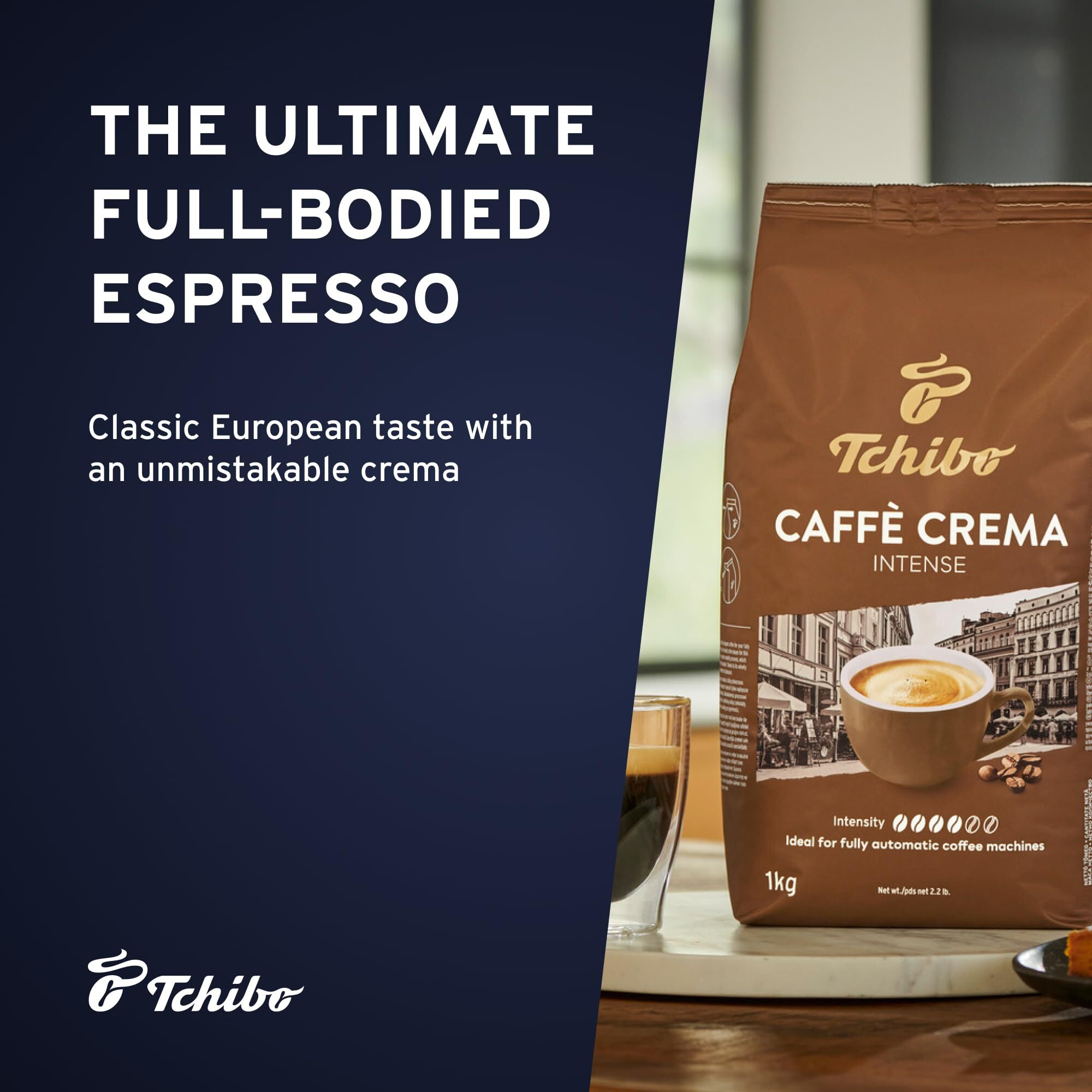 Tchibo Whole Bean Coffee - Caff   Crema Intense - Dark Roasted Arabica And Robusta Beans For A Bold European Style Coffee - Intensity 4/6, Acidity 2/6, Roast Level 4/6 - 2 X 35.3 Oz - Pack Of 2