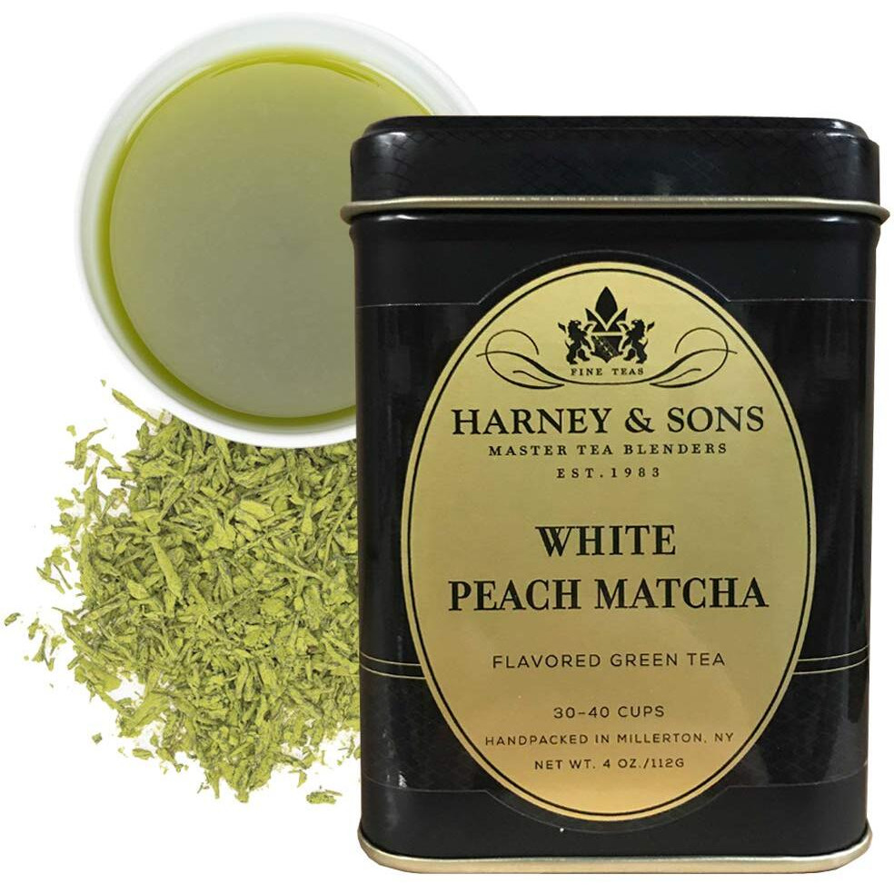Harney & Sons White Peach Matcha Tea, Loose 4 Ounce Tin