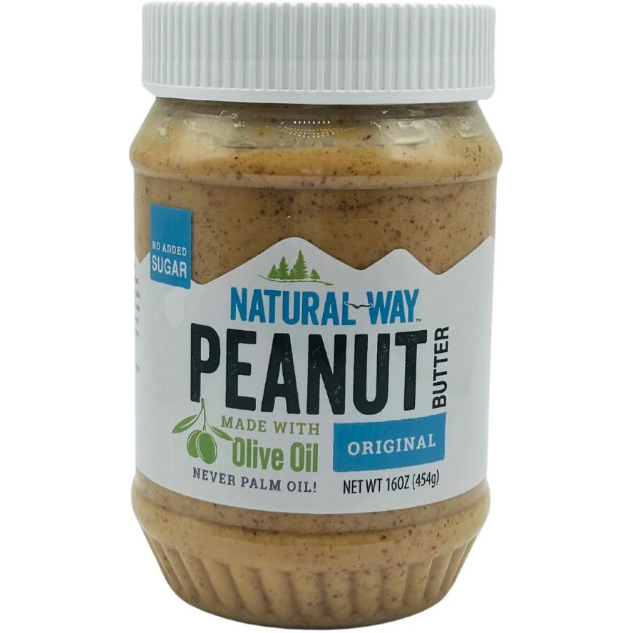 Natural Way Peanut Butter, Original, (1) 16 Ounce Jar - Made With Olive Oil, No Hydrogenated Oils, Non-Gmo, Gluten Free