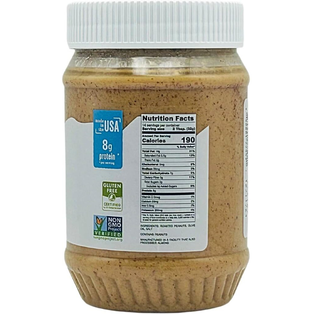 Natural Way Peanut Butter, Original, (1) 16 Ounce Jar - Made With Olive Oil, No Hydrogenated Oils, Non-Gmo, Gluten Free