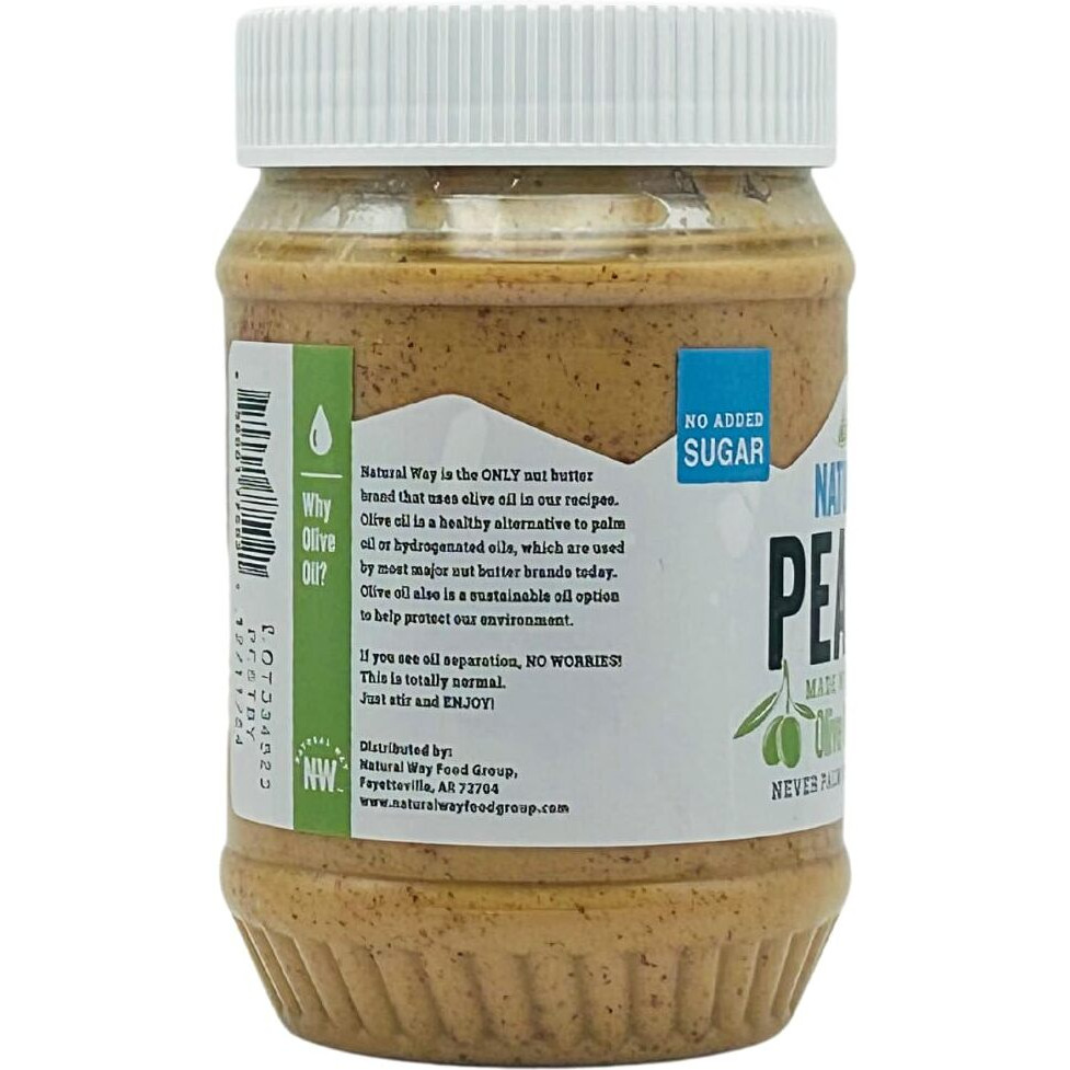 Natural Way Peanut Butter, Original, (1) 16 Ounce Jar - Made With Olive Oil, No Hydrogenated Oils, Non-Gmo, Gluten Free