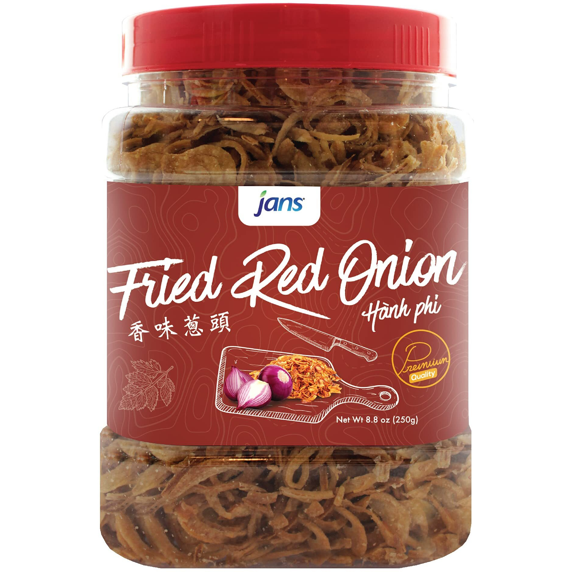 Jans Crispy Fried Red Onion | Garnishing, Seasoning, Topping | Large 8 Oz