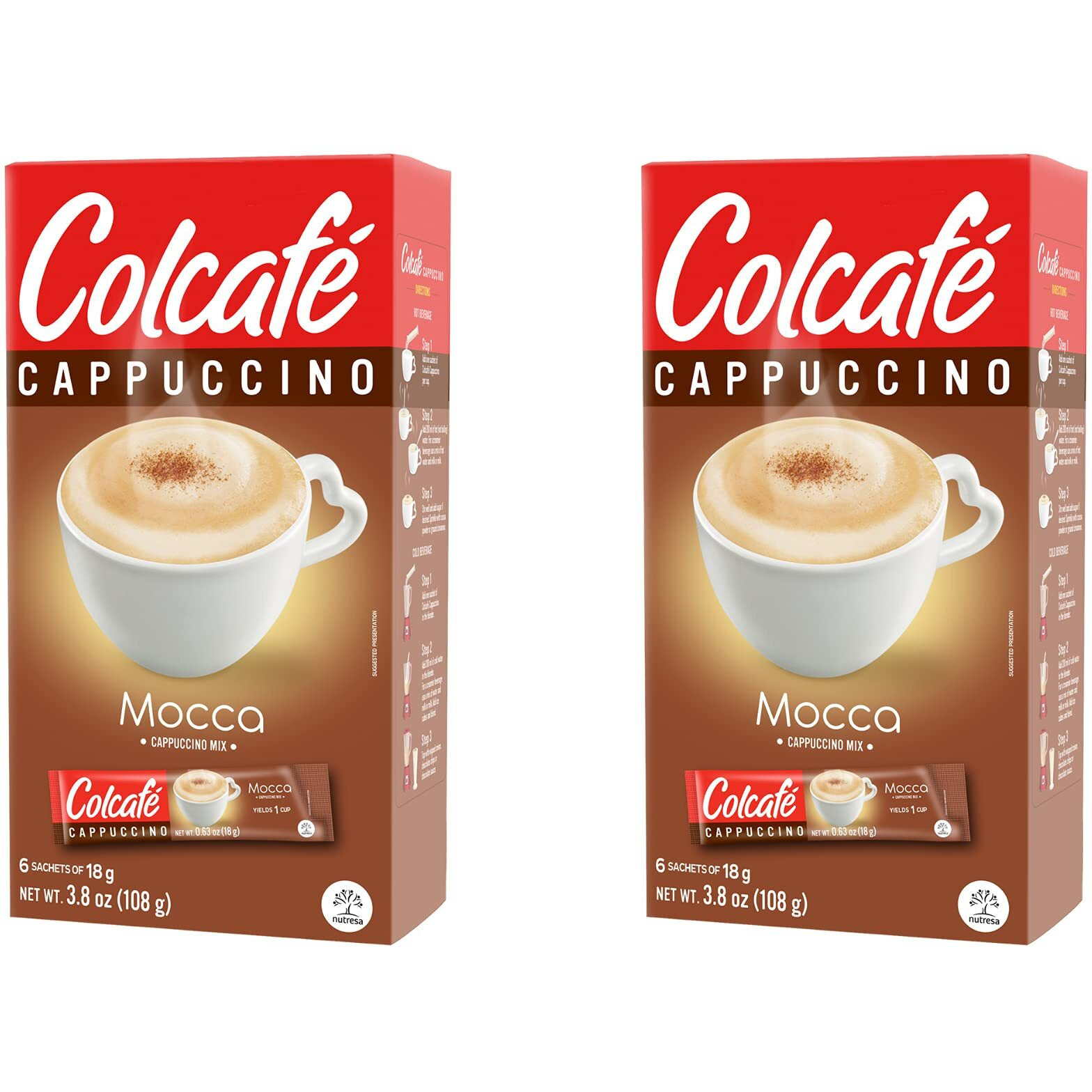 Colcaf   Mocca Cappuccino Instant Mix | Convenient & Portable Packs | 100% Colombian Coffee | Make Hot Or Cold | 6 Count (Pack Of 2)