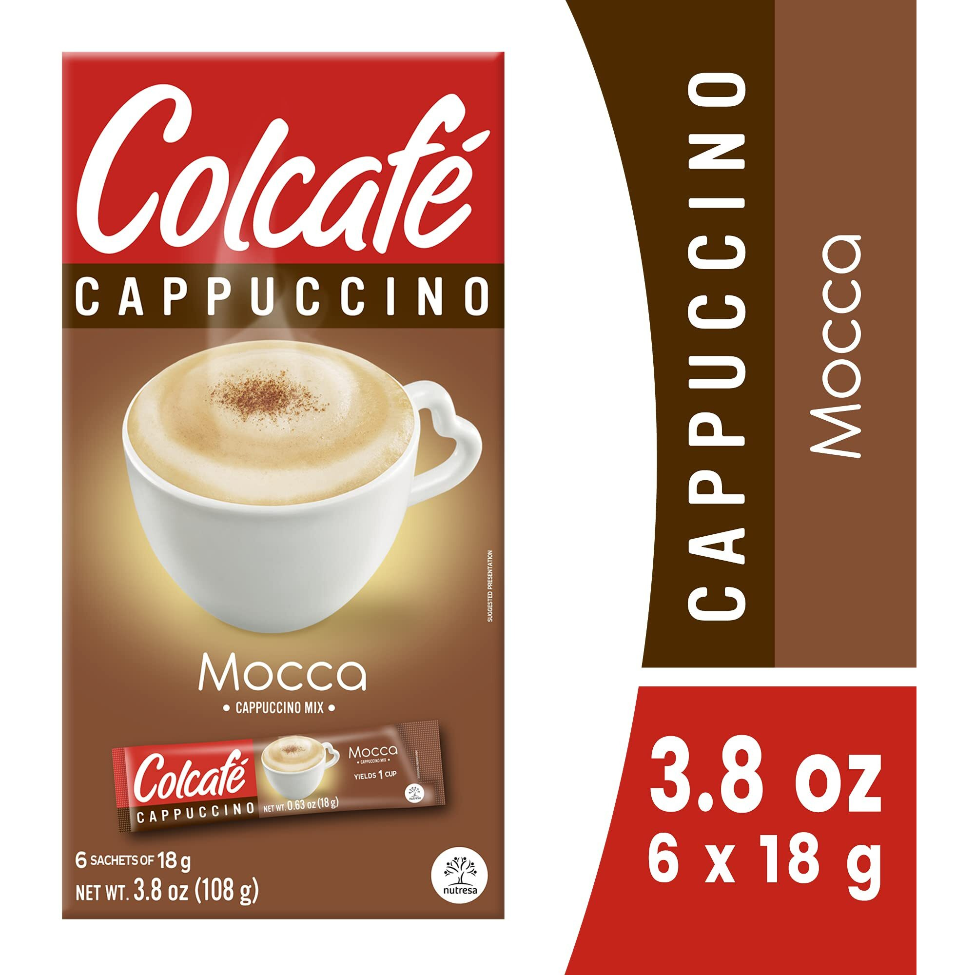 Colcaf   Mocca Cappuccino Instant Mix | Convenient & Portable Packs | 100% Colombian Coffee | Make Hot Or Cold | 6 Count (Pack Of 2)