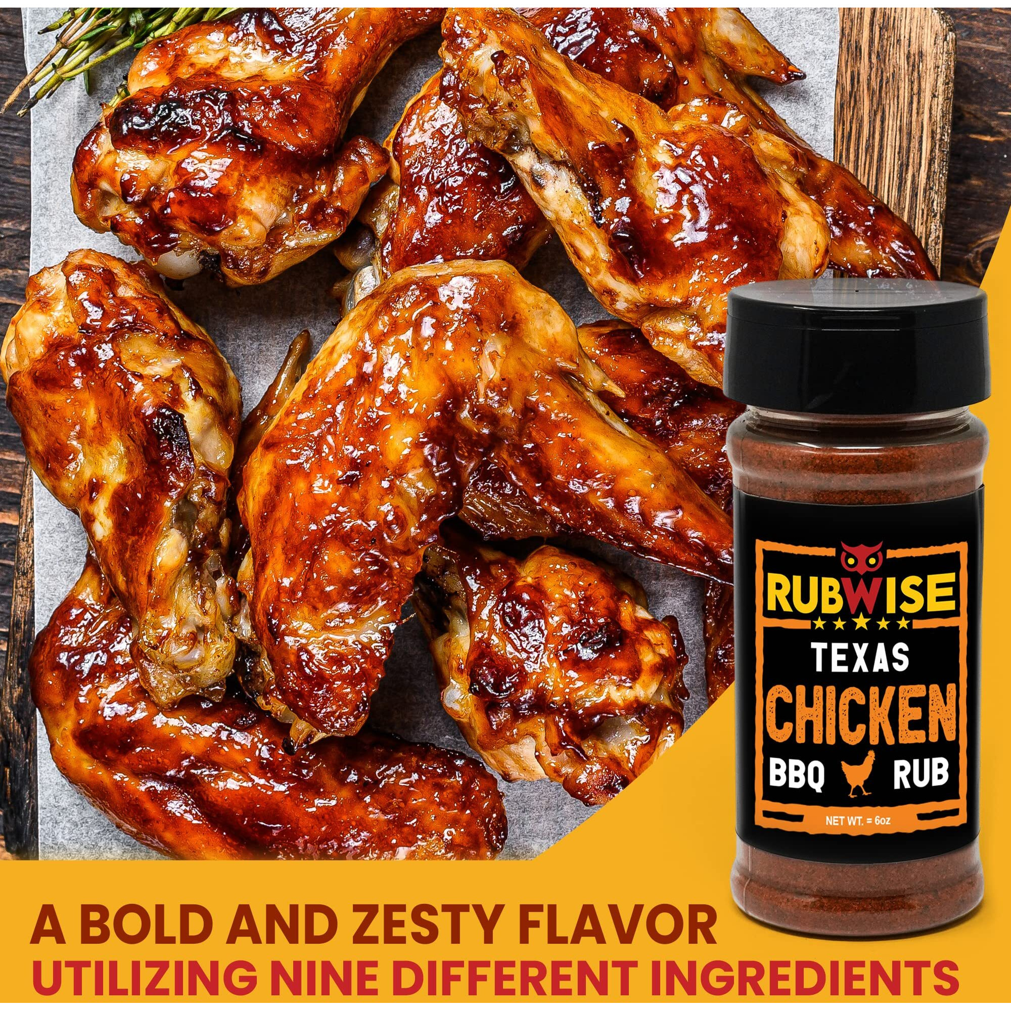 Rubwise Texas Style Bbq Chicken Rub (1Lb) | Premium Texan Bbq Rubs And Spices For Smoking And Grilling | Great For Chicken, Turkey, Duck, And Seafood |Poultry & Meat Seasoning Spice Dry Rub (No Msg)