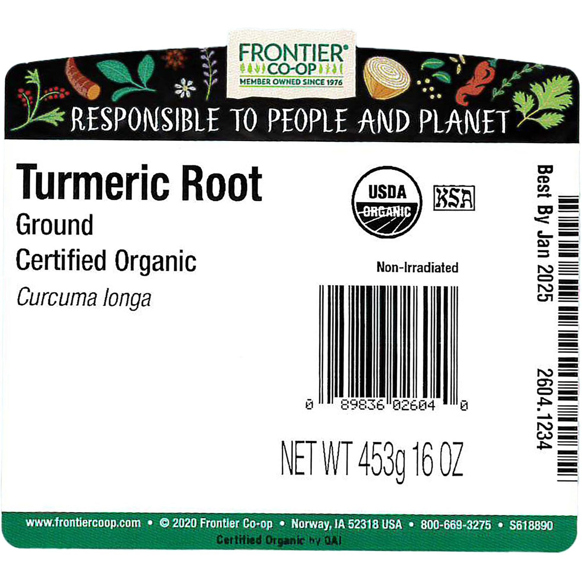 Frontier Herb Organic Ground Turmeric Root, 1 Lb