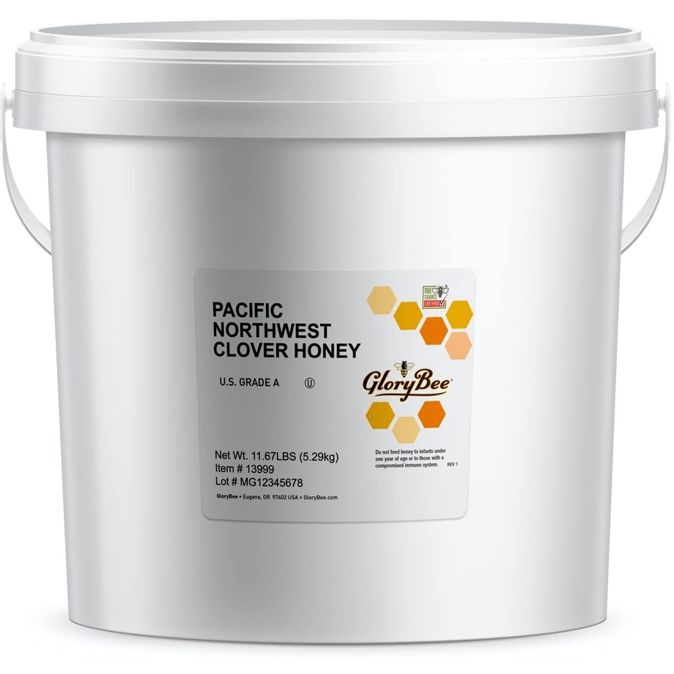 Glorybee, Pacific Northwest Clover Honey, 100% Us Grade A Honey, 11.67 Lb Bulk Pail