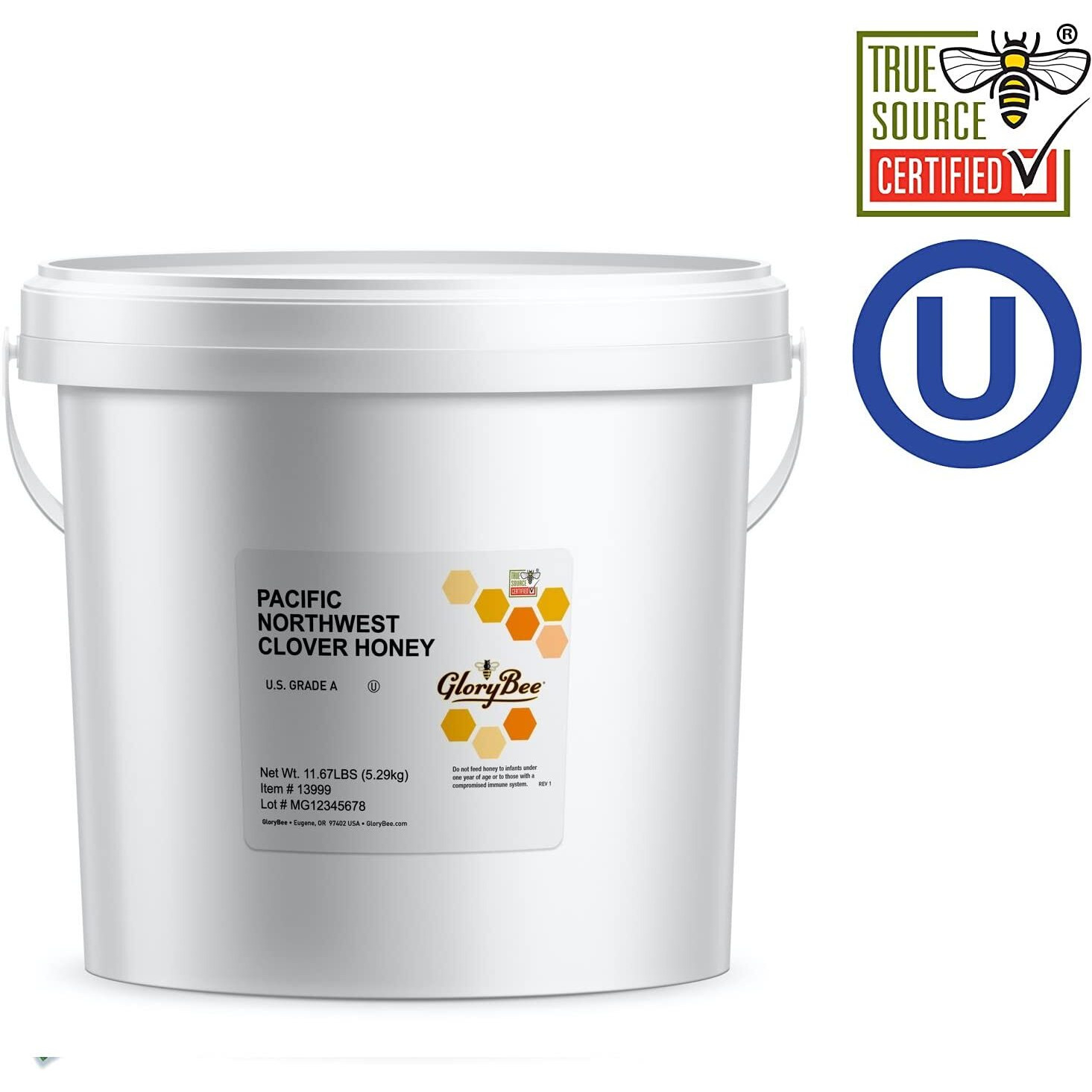 Glorybee, Pacific Northwest Clover Honey, 100% Us Grade A Honey, 11.67 Lb Bulk Pail