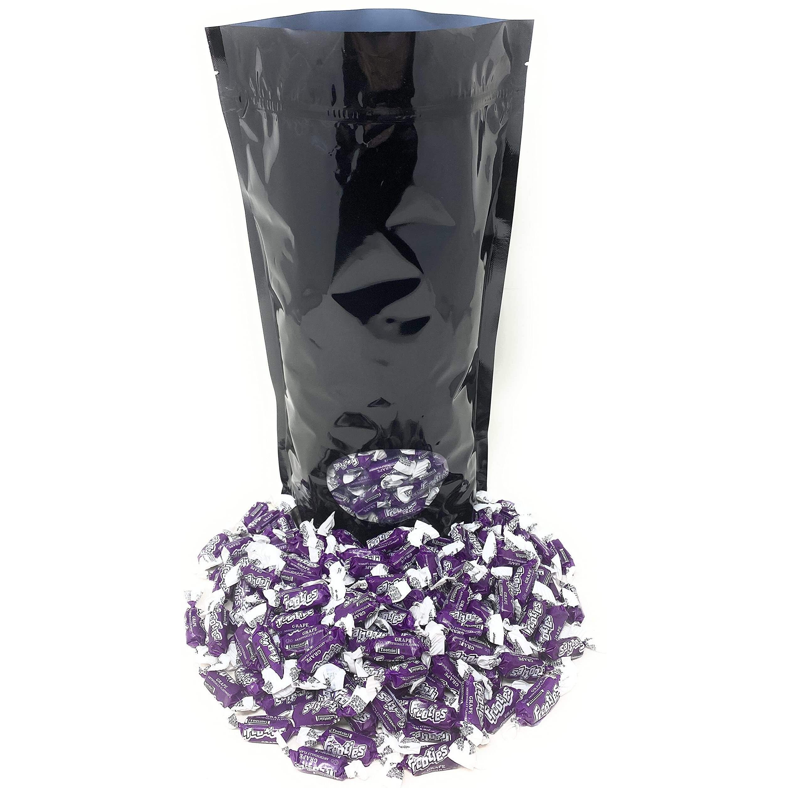 Bulk Grape Flavor Tootsie Roll Frooties Chewy Purple American Taffies Candy Individually Wrapped In Resealable Assortit Bag 5 Lb 735+Pcs (80-Oz) - Made In Usa