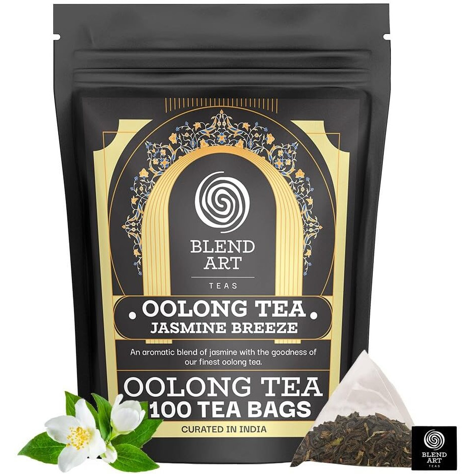 Jasmine Oolong Tea Bags, 100 Count Plant Based Gluten Free High Mountain Oolong Tea - Unsweetened Tea | Light & Floral | Hot Brew, Iced Or Kombucha Tea | Relaxation Tea | Loose Leaf Tea Bags
