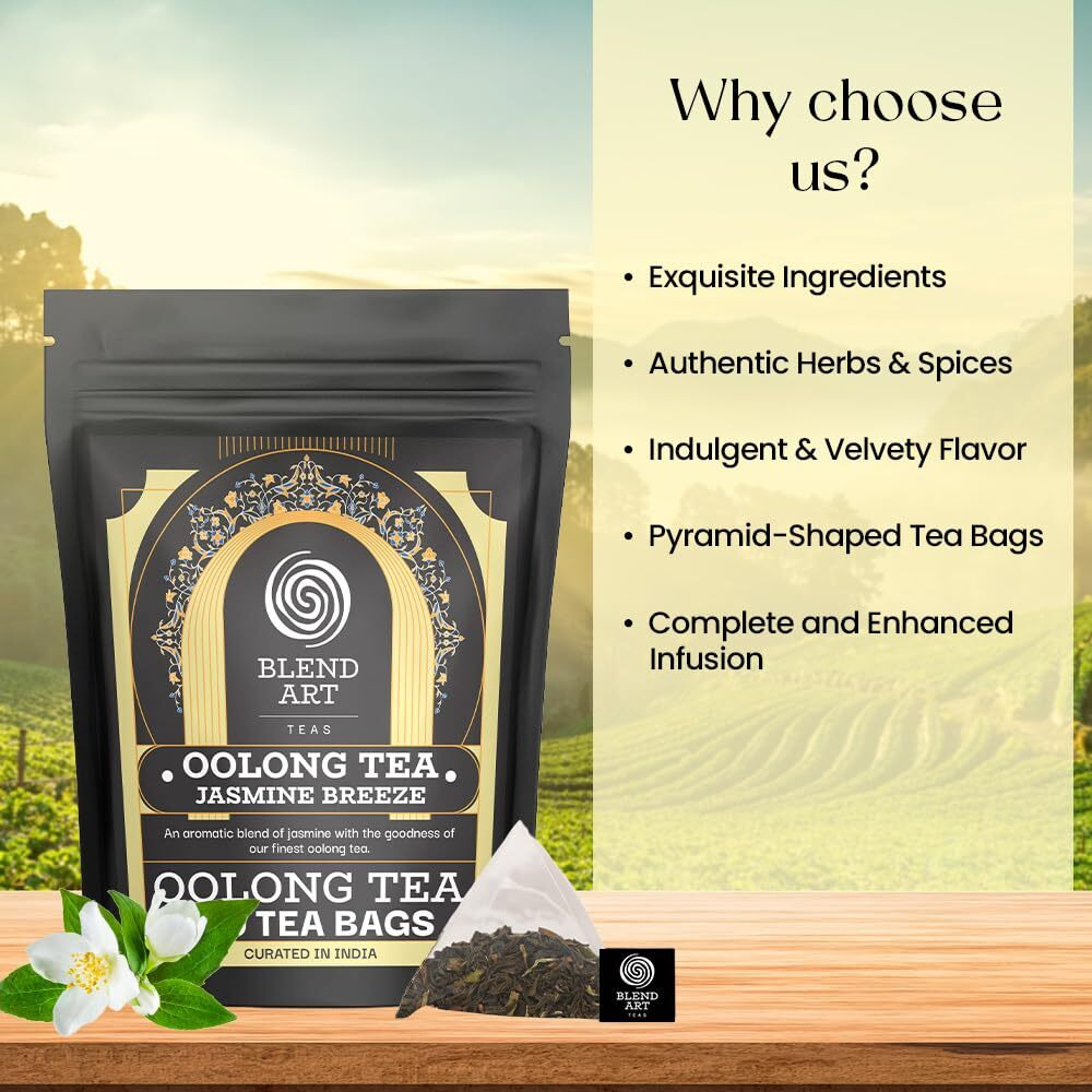 Jasmine Oolong Tea Bags, 100 Count Plant Based Gluten Free High Mountain Oolong Tea - Unsweetened Tea | Light & Floral | Hot Brew, Iced Or Kombucha Tea | Relaxation Tea | Loose Leaf Tea Bags