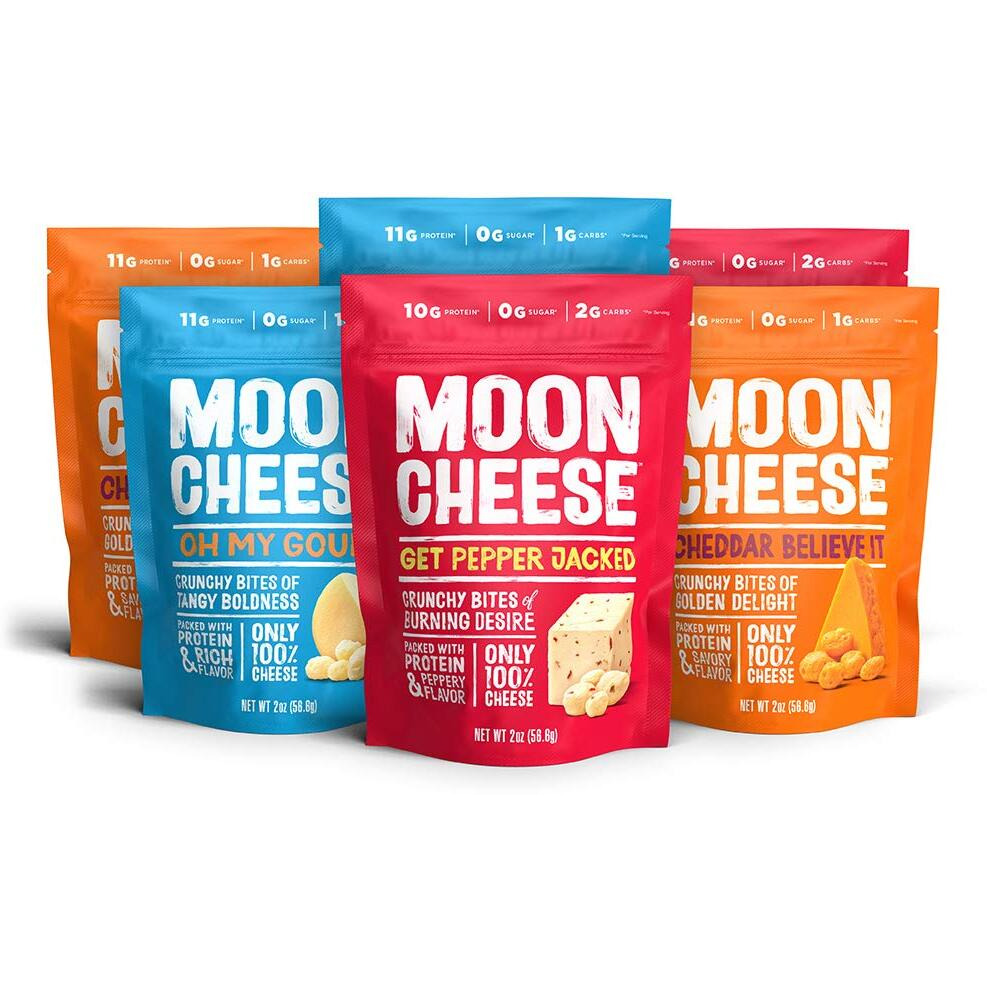 Moon Cheese Bites Bundle, Cheddar Believe It, Oh My Gouda & Get Pepper Jacked, 2-Ounce, 6-Pack, Lunch Or After-School Snack