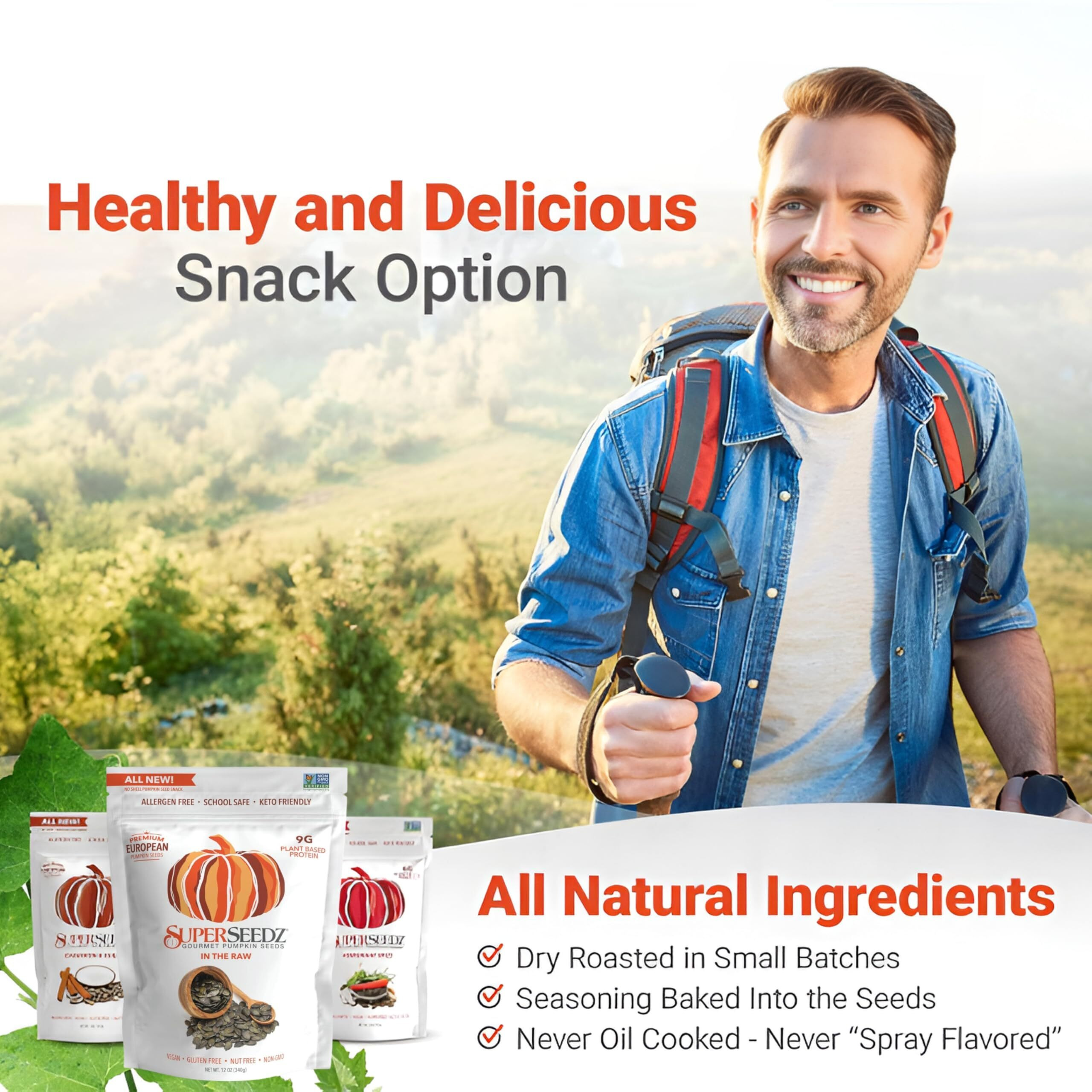 Superseedz Raw Pumpkin Seeds - Dry Roasted Pepitas, No Shell, Whole 30, Paleo, Vegan & Keto Friendly, 9G Plant Based Protein, Produced In Usa, Nut Free, Fresh Gluten Free Snack (12Oz)
