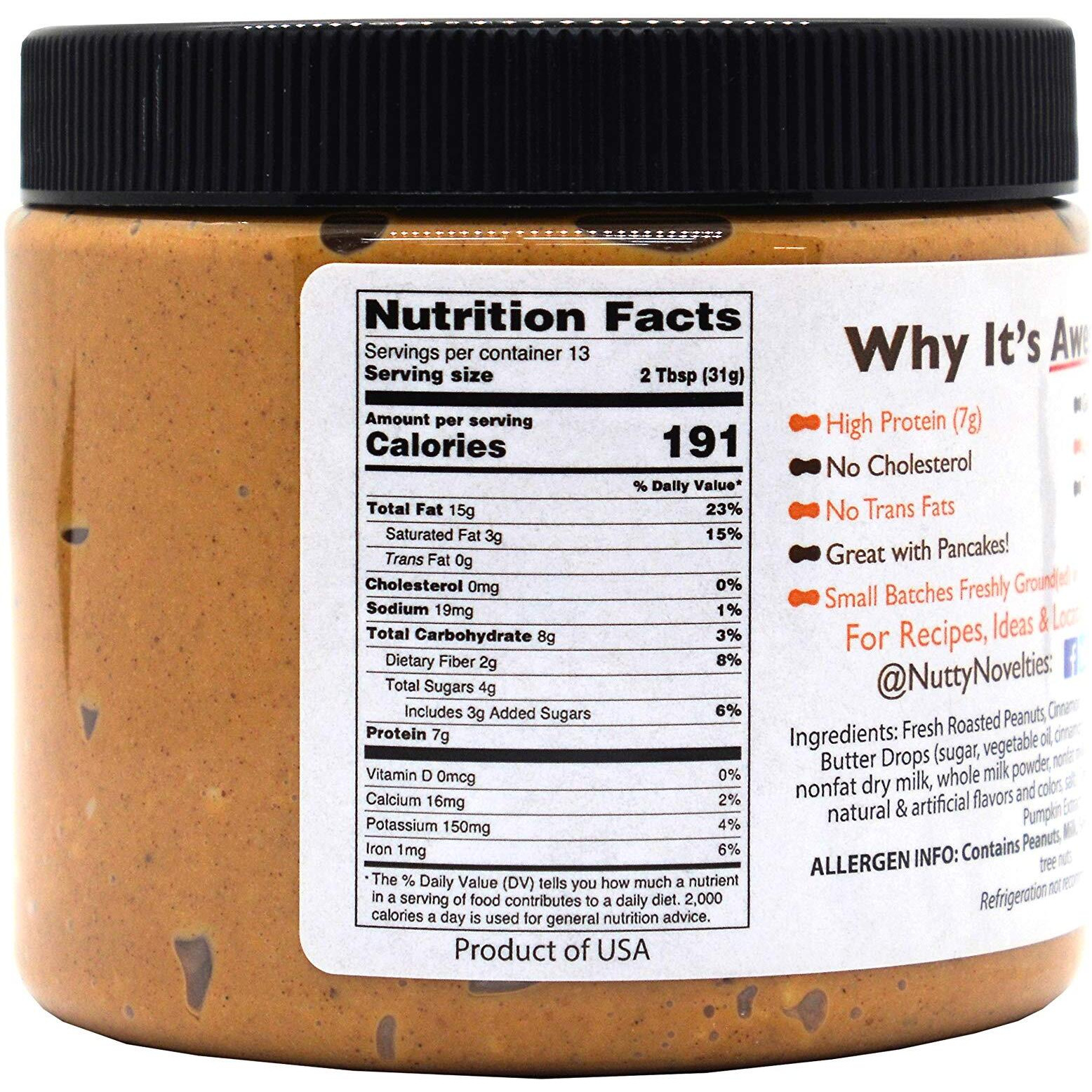 Nutty Novelties Fall Special Pumpkin Spice Peanut Butter - High Protein, Low Sugar Healthy Peanut Butter - Cholesterol-Free, All-Natural Peanut Butter - Creamy Peanut Butter - 15 Ounces