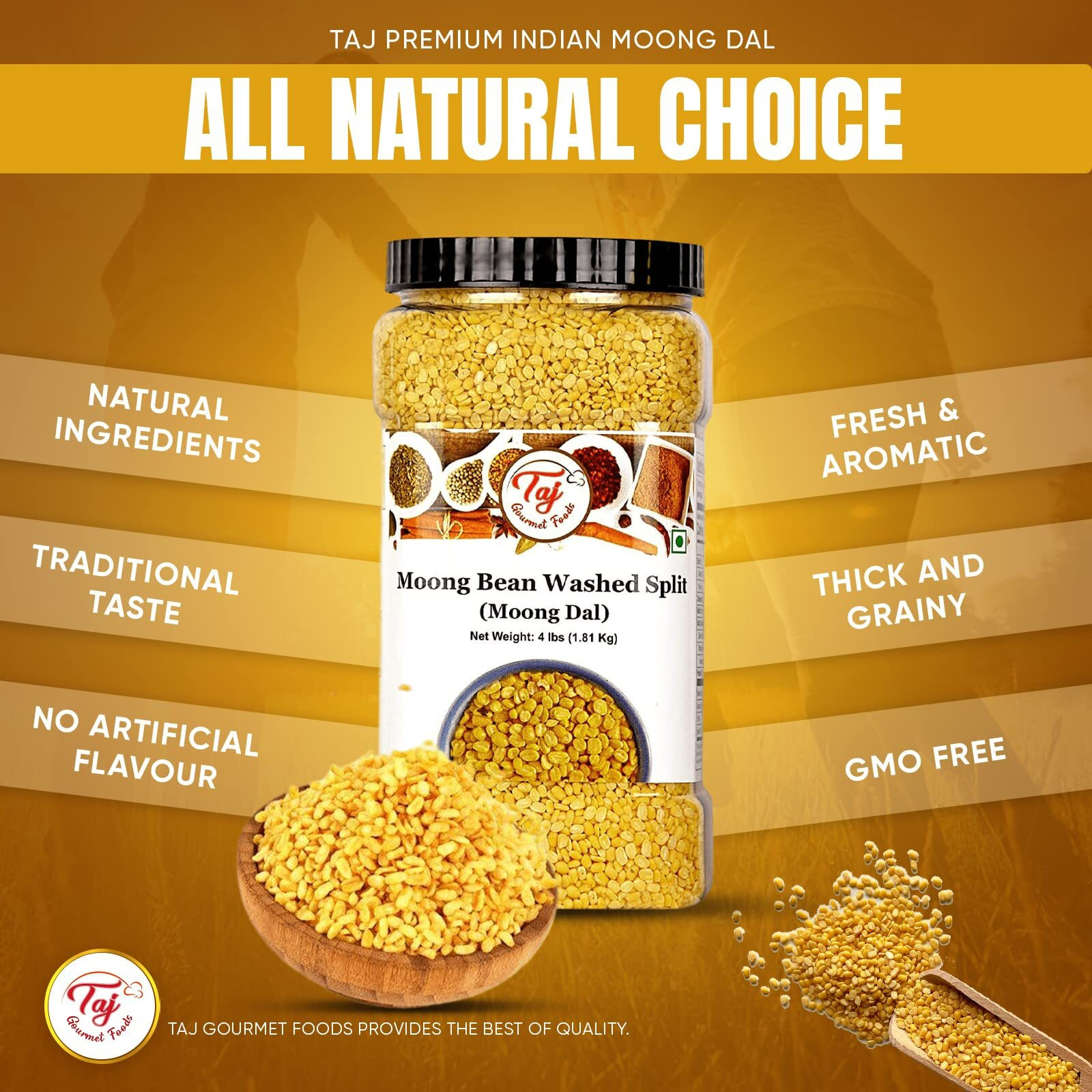 Taj Moong Dal Mung Lentils, (2-Pounds)