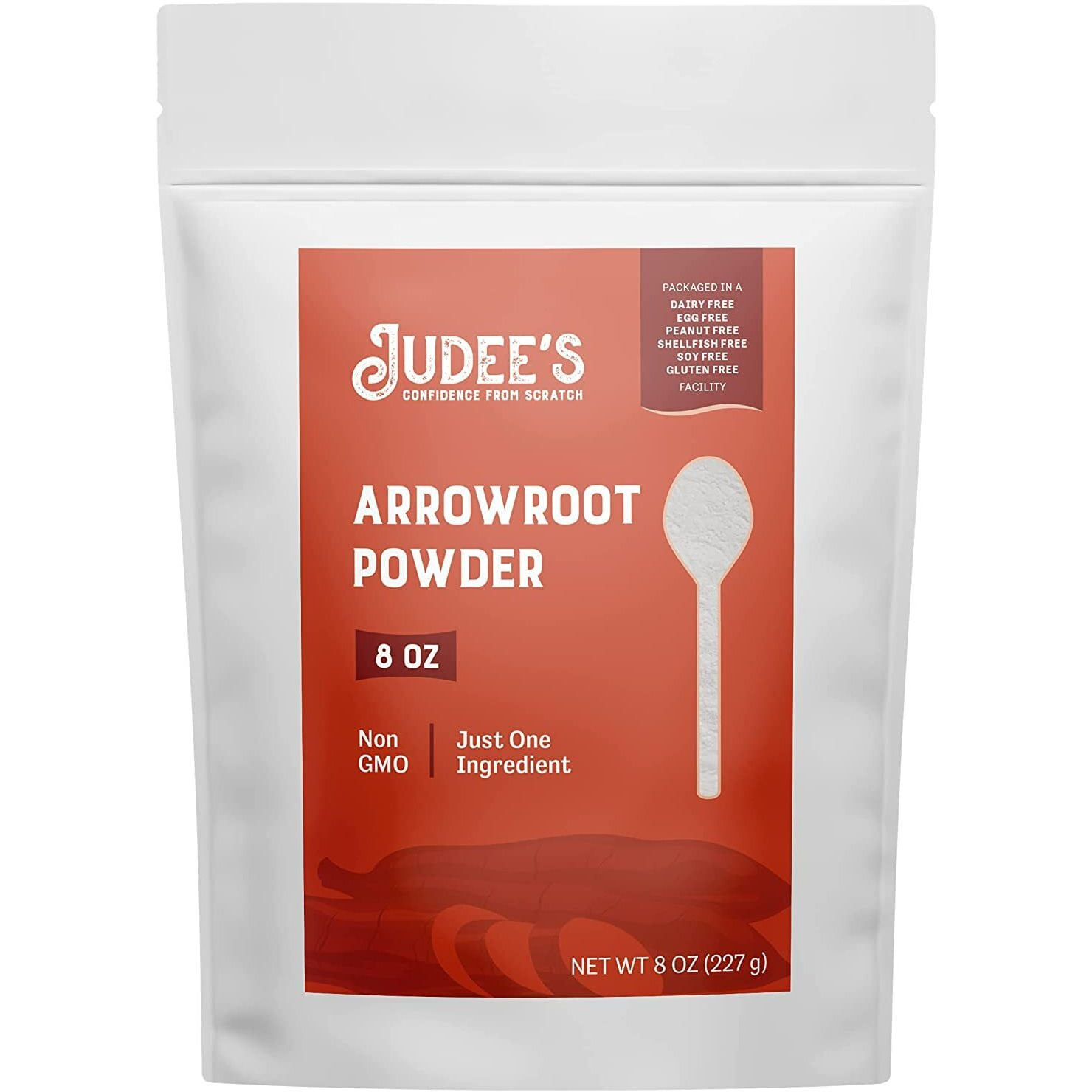 Judees Arrowroot Powder 8 Oz - Just One Ingredient - Vegan, Non-Gmo, Soy-Free - Gluten-Free And Nut-Free - 100% Pure Grain Free Starch - Great For Baking And Thickening - Works As Egg Substitute