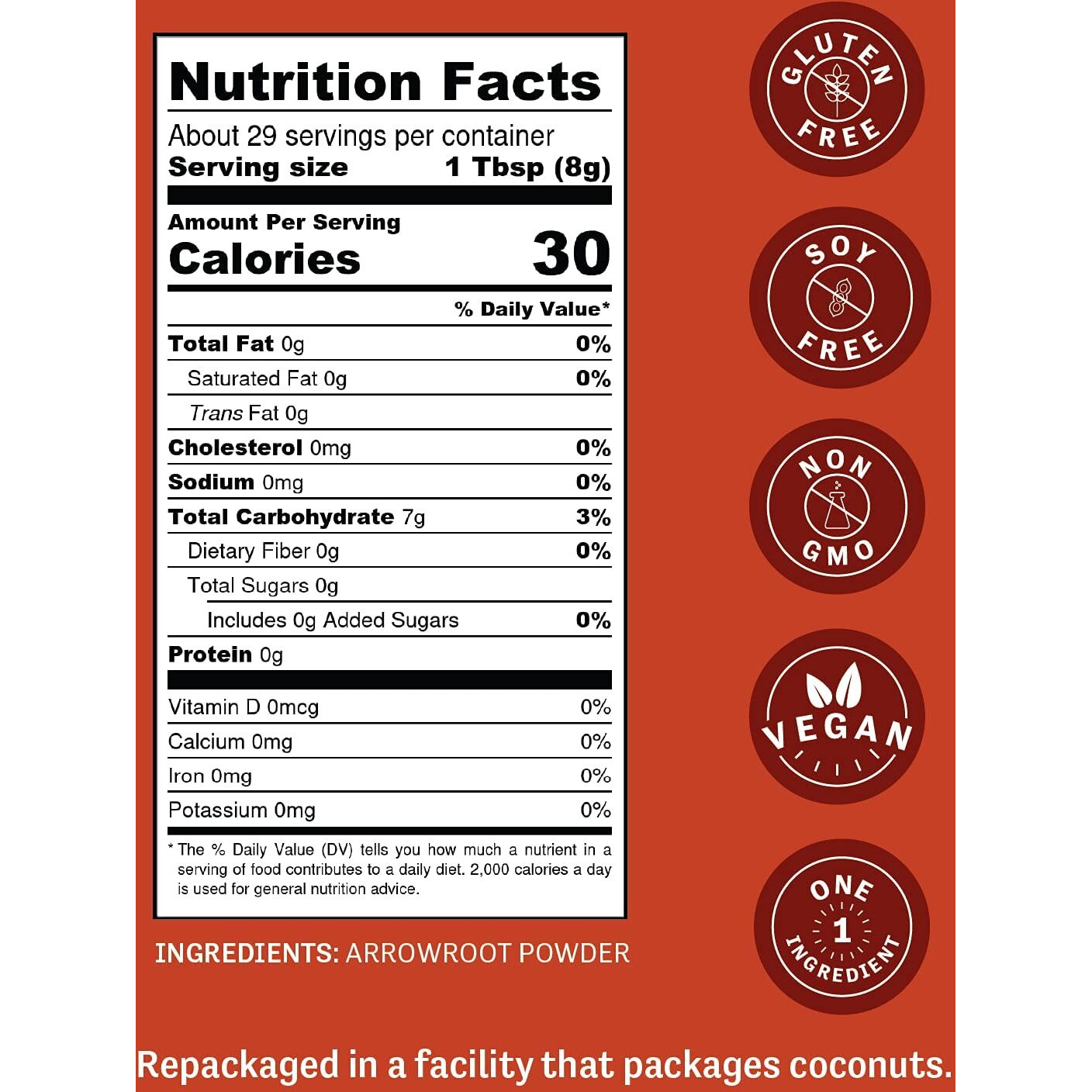 Judees Arrowroot Powder 8 Oz - Just One Ingredient - Vegan, Non-Gmo, Soy-Free - Gluten-Free And Nut-Free - 100% Pure Grain Free Starch - Great For Baking And Thickening - Works As Egg Substitute