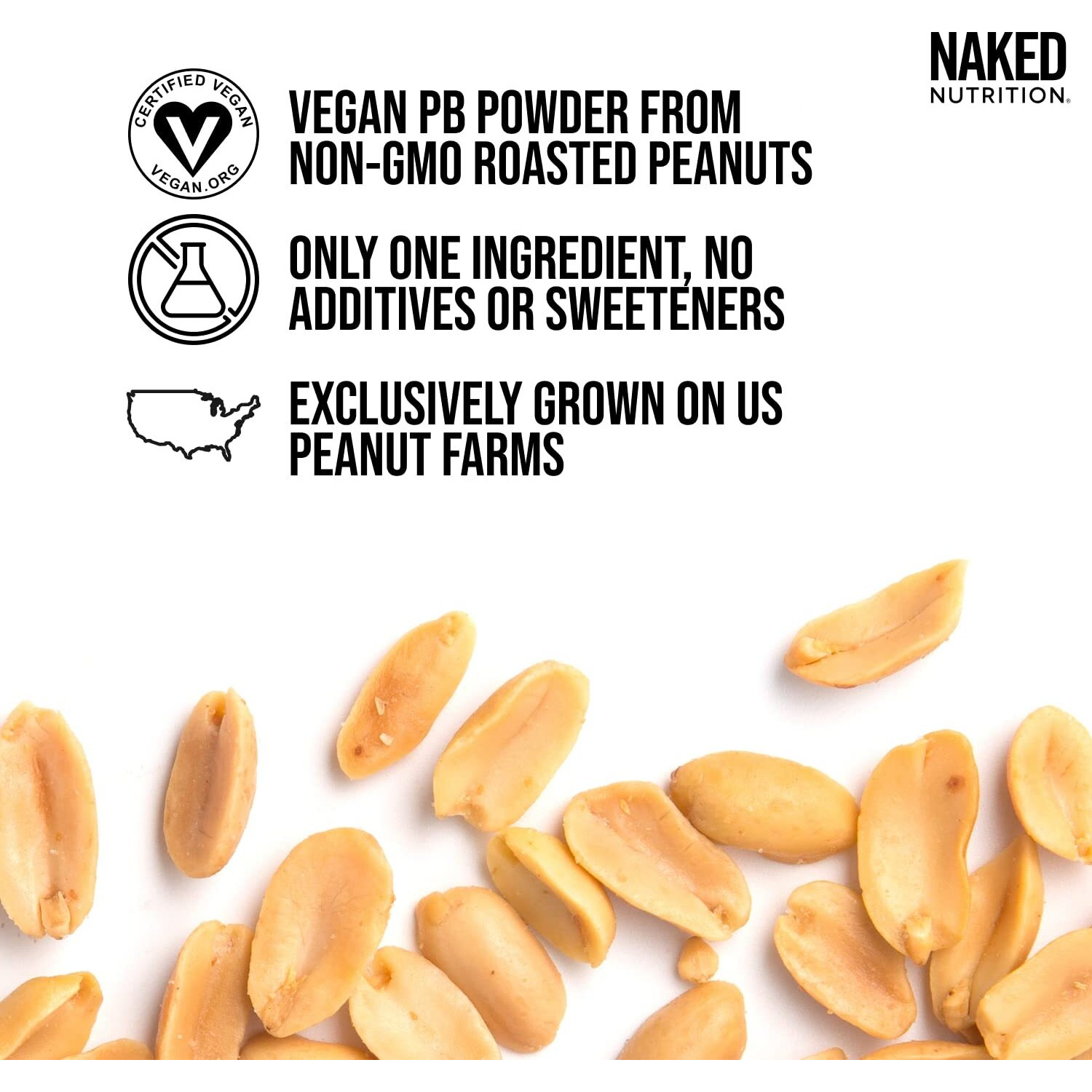 2 Lb Powdered Peanut Butter From Us Farms - Bulk, Only 1 Ingredient - Roasted Peanuts, Vegan, No Additives, Preservative Free, No Salt, No Sugar - 76 Servings - Naked Pb