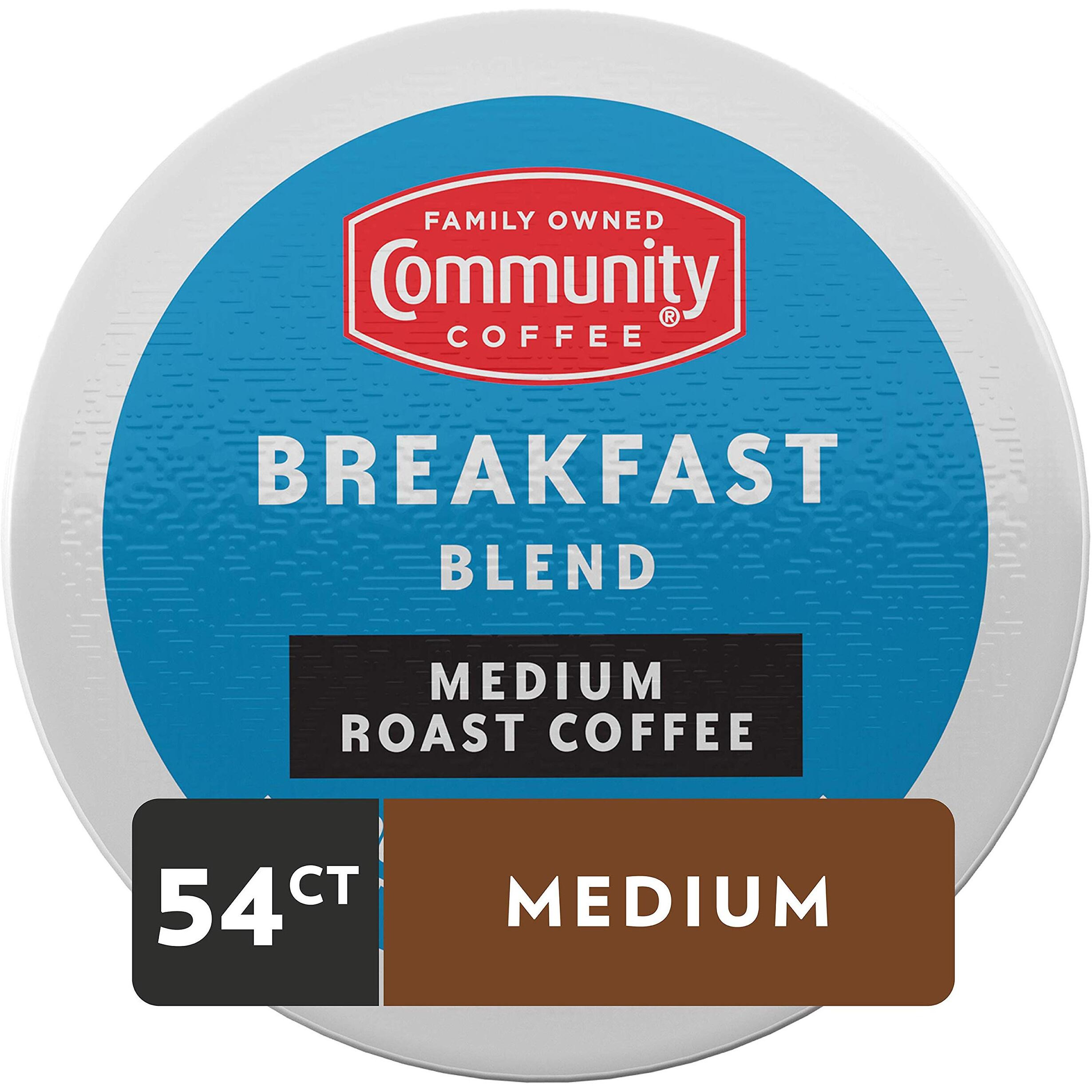Community Coffee Breakfast Blend 54 Count Coffee Pods, Medium Roast, Compatible With Keurig 2.0 K-Cup Brewers, 1 Box Of 54 Pods