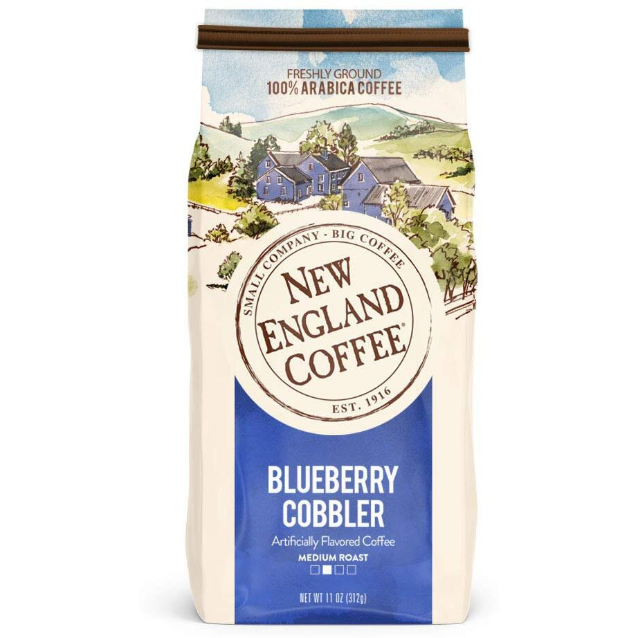New England Coffee Blueberry Cobbler Medium Roast Ground Coffee, 11Oz Bag (Pack Of 3)