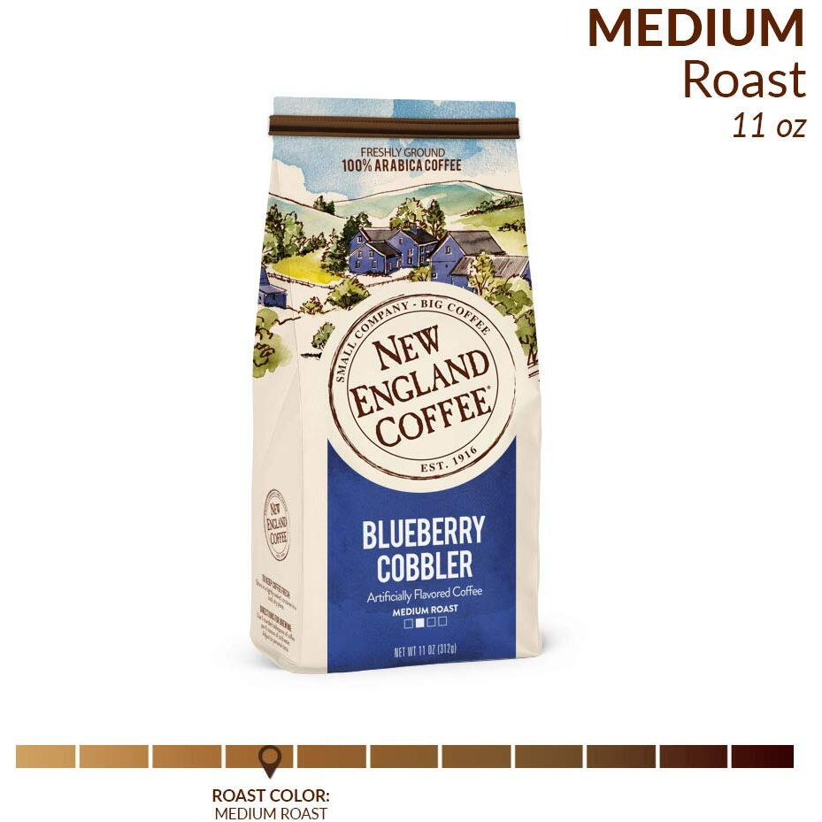 New England Coffee Blueberry Cobbler Medium Roast Ground Coffee, 11Oz Bag (Pack Of 3)