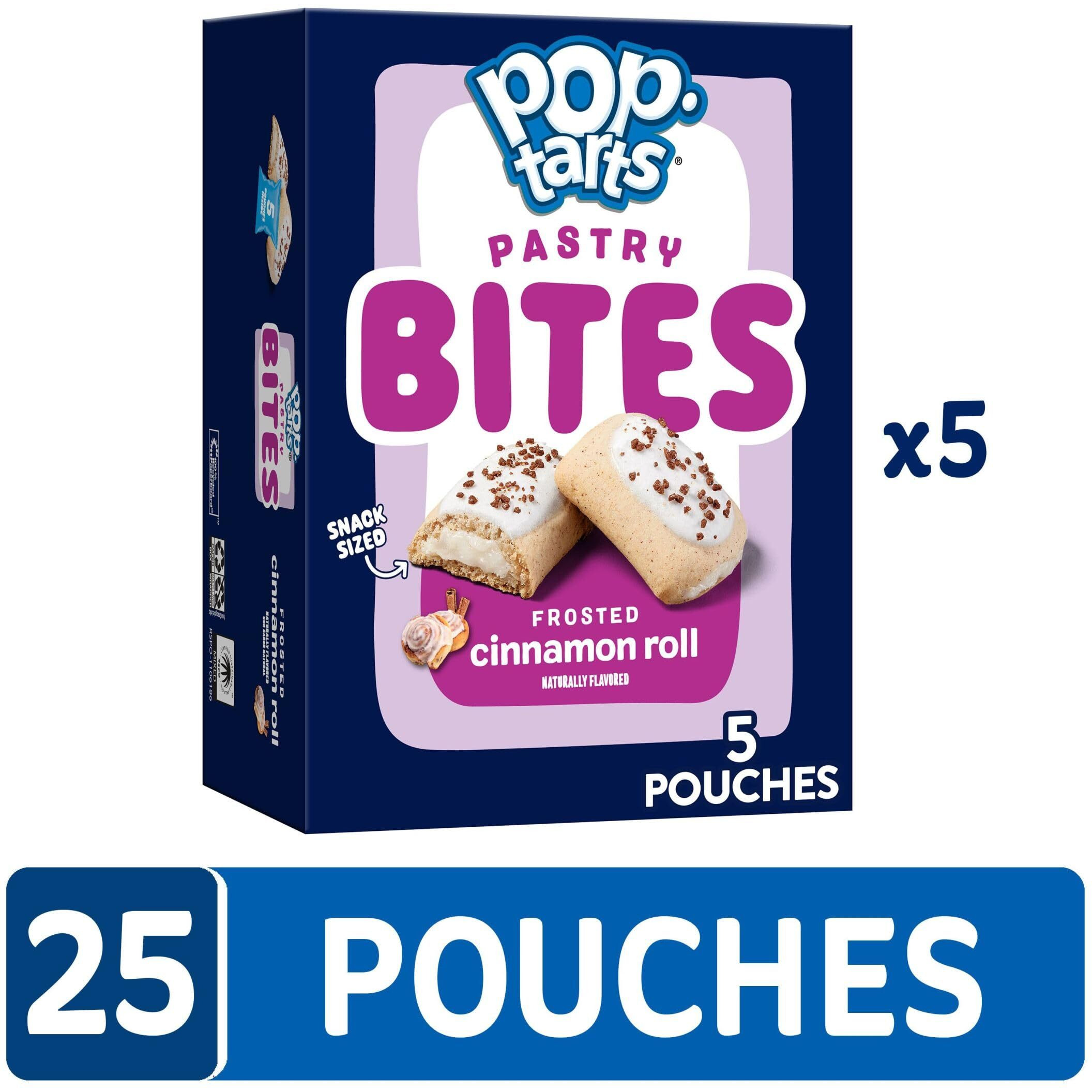 Pop-Tarts Bites Baked Pastry Bites, Kids Snacks, School Lunch, Frosted Cinnamon Roll (5 Boxes, 25 Pouches)