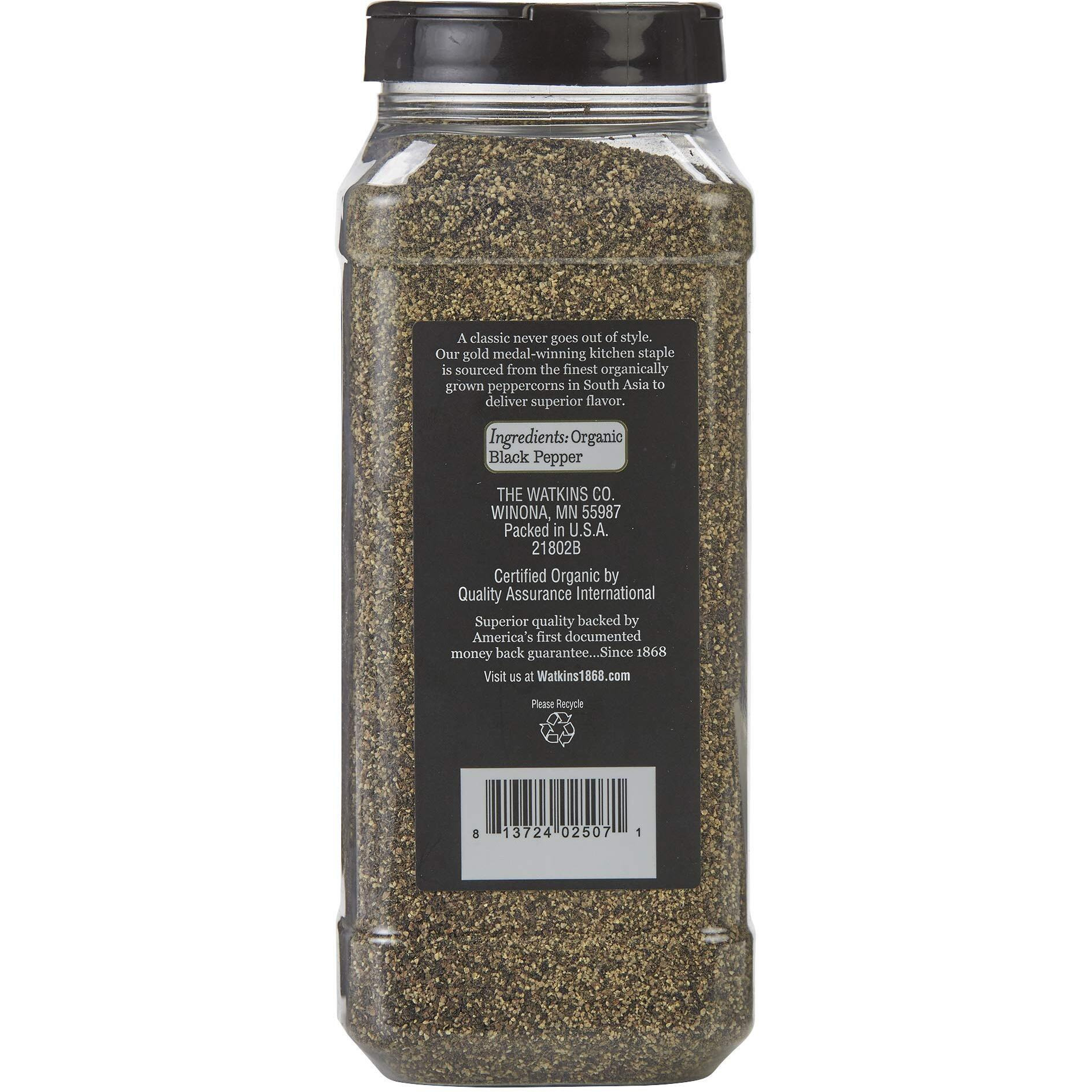 Watkins Gourmet Spice, Organic Ground Black Pepper, Bulk Food Service Size, 15.7 Oz (Pack Of 1)