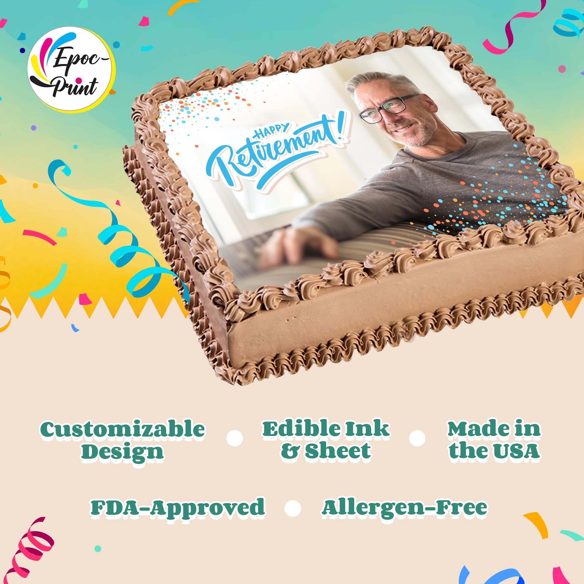 Custom Edible Prints On Cake Create Your Special Event With Custom Edible Image Toppers - Upload Photos For Unique, Stylish Designs On Rectangular, Round Cakes Designs - 7.5&quot&quot X 10&quot&quot Rectangular