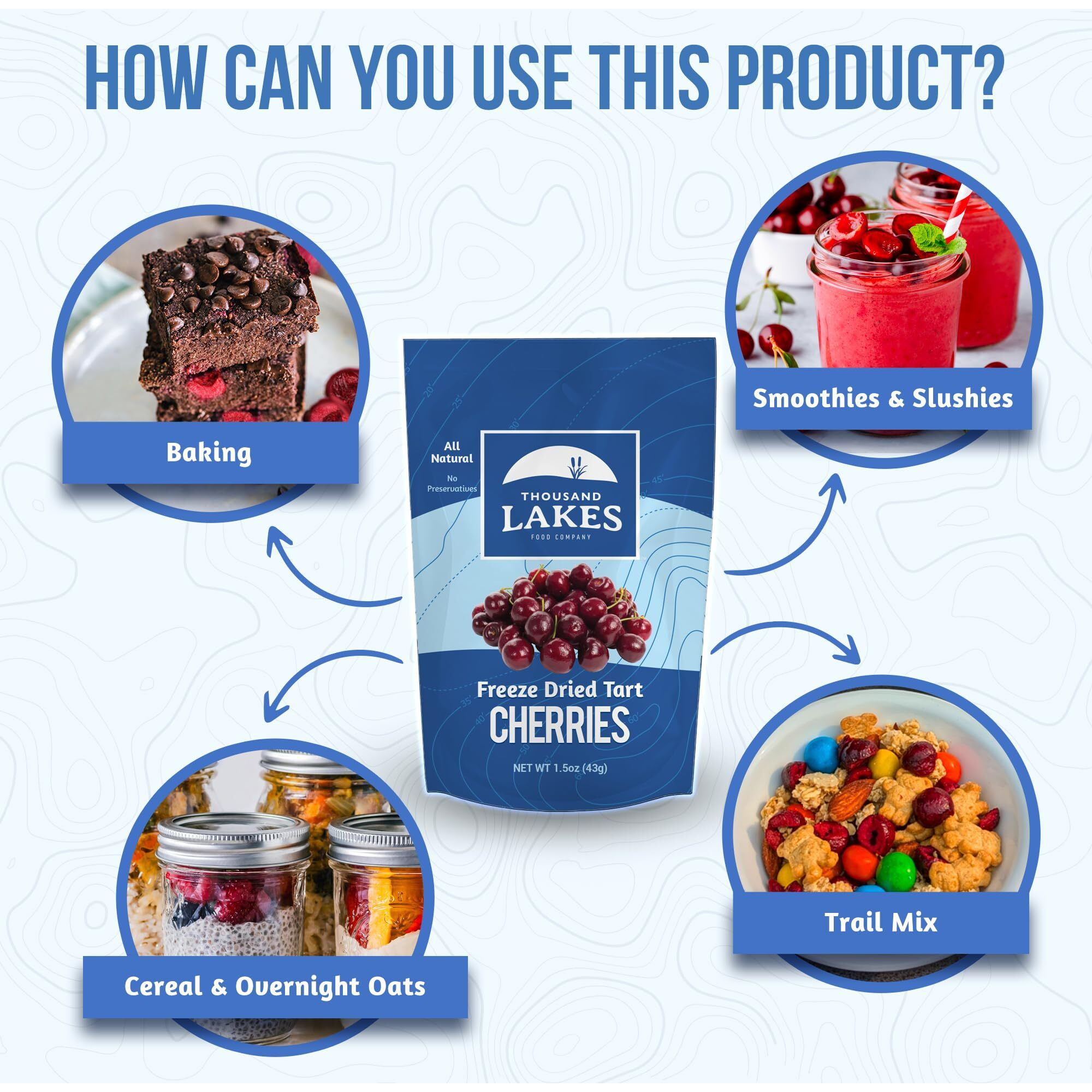 Thousand Lakes Freeze Dried Fruit - Tart Cherries 1.5 Ounces | No Sugar Added | 100% Cherries