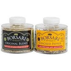 Borsari Seasoned Salt Combo - Multi-Use All Purpose Original And Cracked Pepper Seasonings - Gourmet Sea Salt Blends With Herbs And Spices - Gluten Free - Set Of 2, 3-4 Oz Shaker Bottles