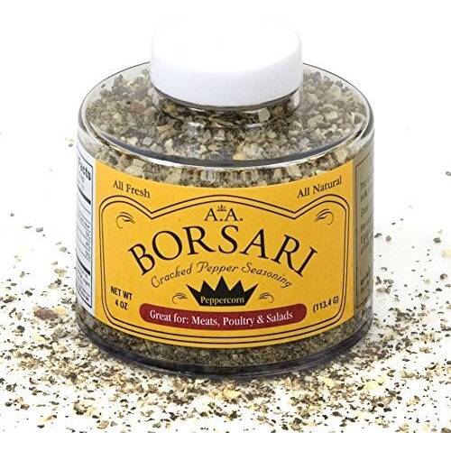 Borsari Seasoned Salt Combo - Multi-Use All Purpose Original And Cracked Pepper Seasonings - Gourmet Sea Salt Blends With Herbs And Spices - Gluten Free - Set Of 2, 3-4 Oz Shaker Bottles